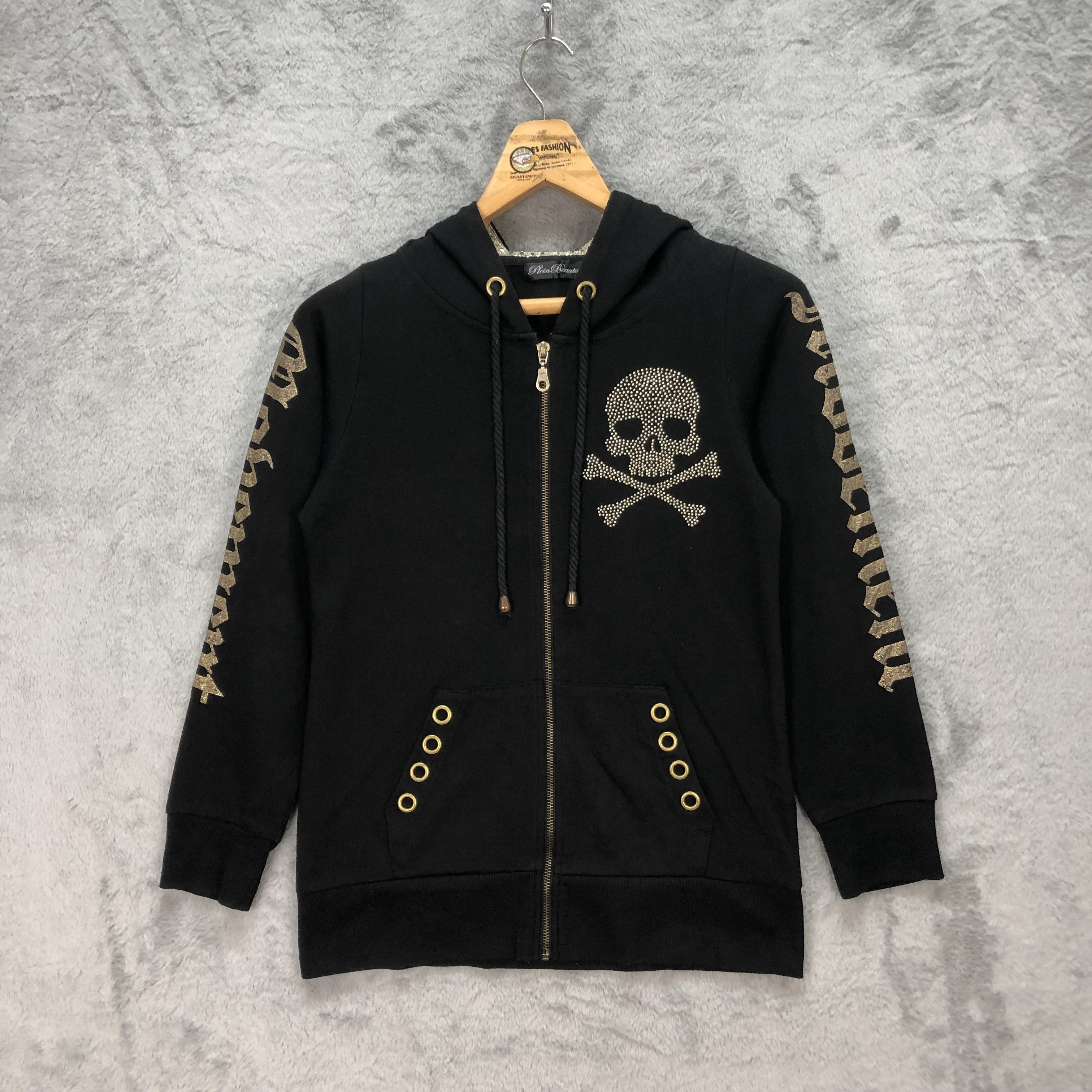 Japanese Brand Cross Bone Skull Big Logo Zipper Hoodies #5782-206 Size M / US 6-8 / IT 42-44 - 4 Thumbnail