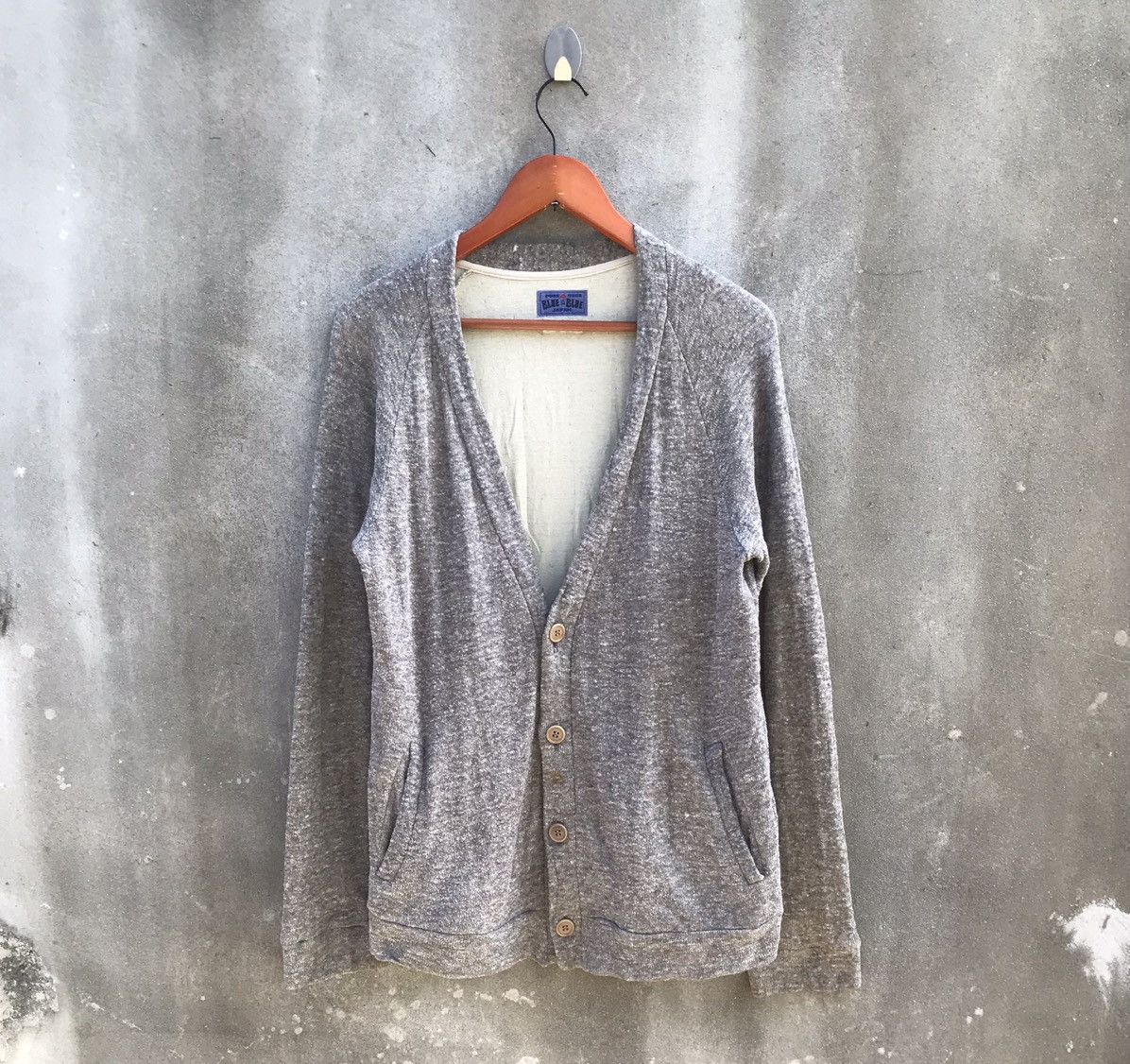 Kurt Cobain Vtg Blue Blue Arigato Japan Fluff Wool Cardigan Kurt Cobain ...