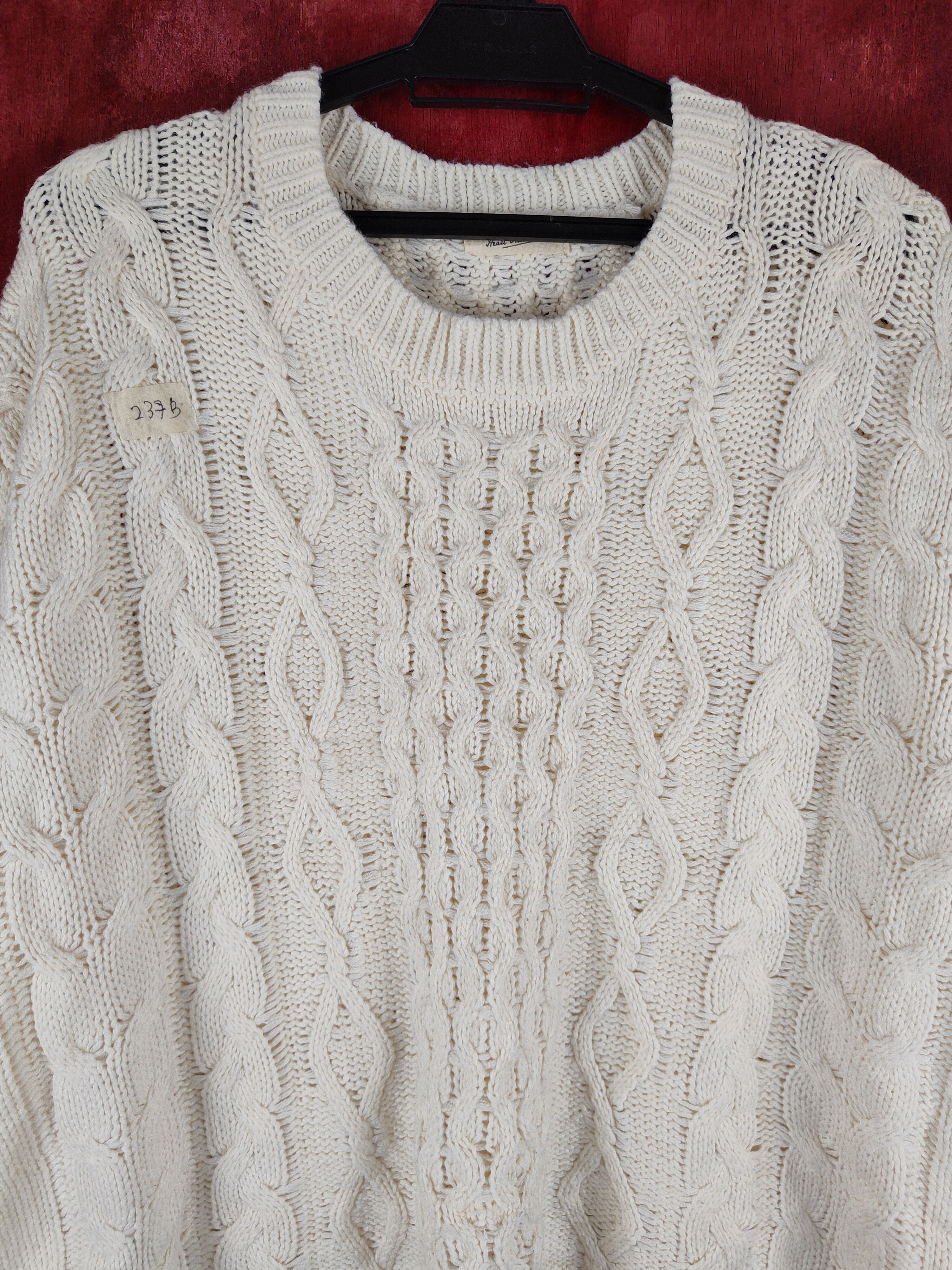 Aran Isles Knitwear Heart Market Ivory Knitwear Sweatshirt #237B Size L / US 10 / IT 46 - 2 Thumbnail