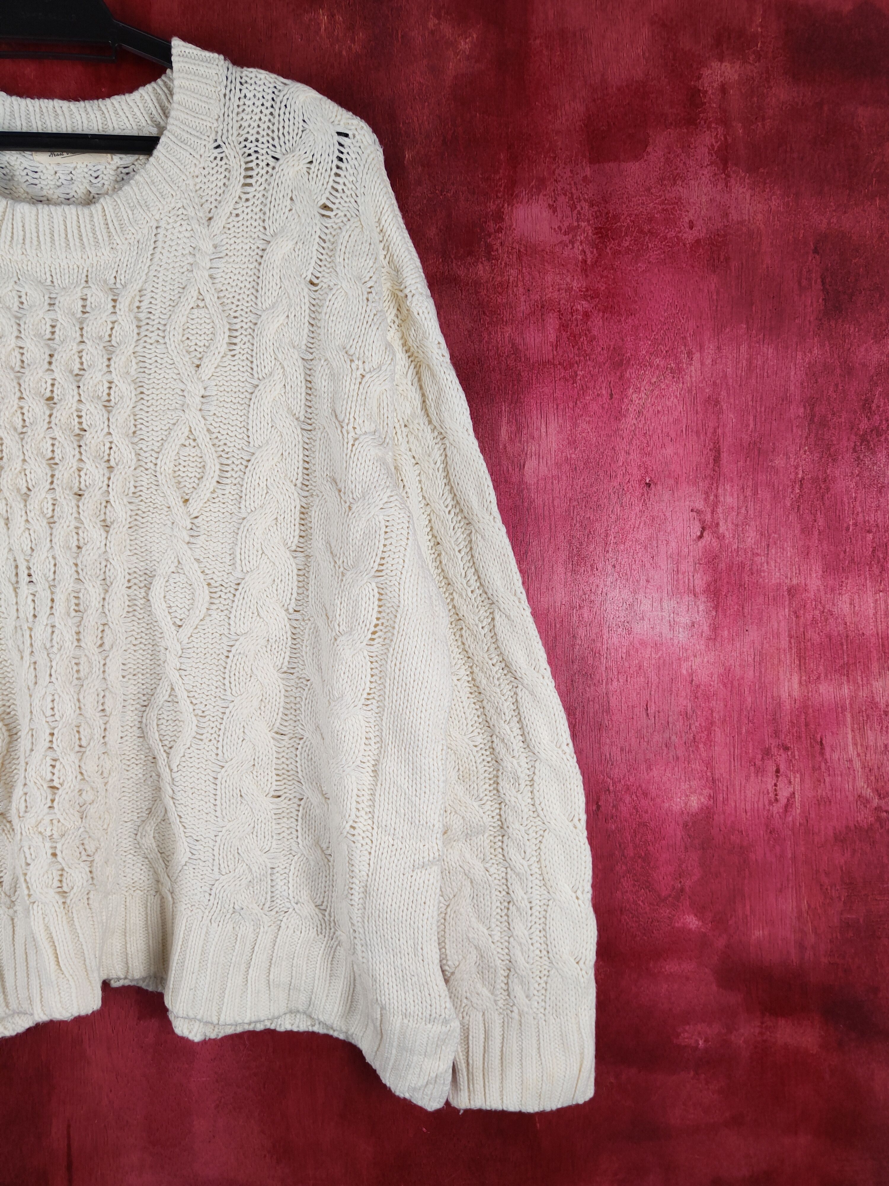 Aran Isles Knitwear Heart Market Ivory Knitwear Sweatshirt #237B Size L / US 10 / IT 46 - 5 Thumbnail