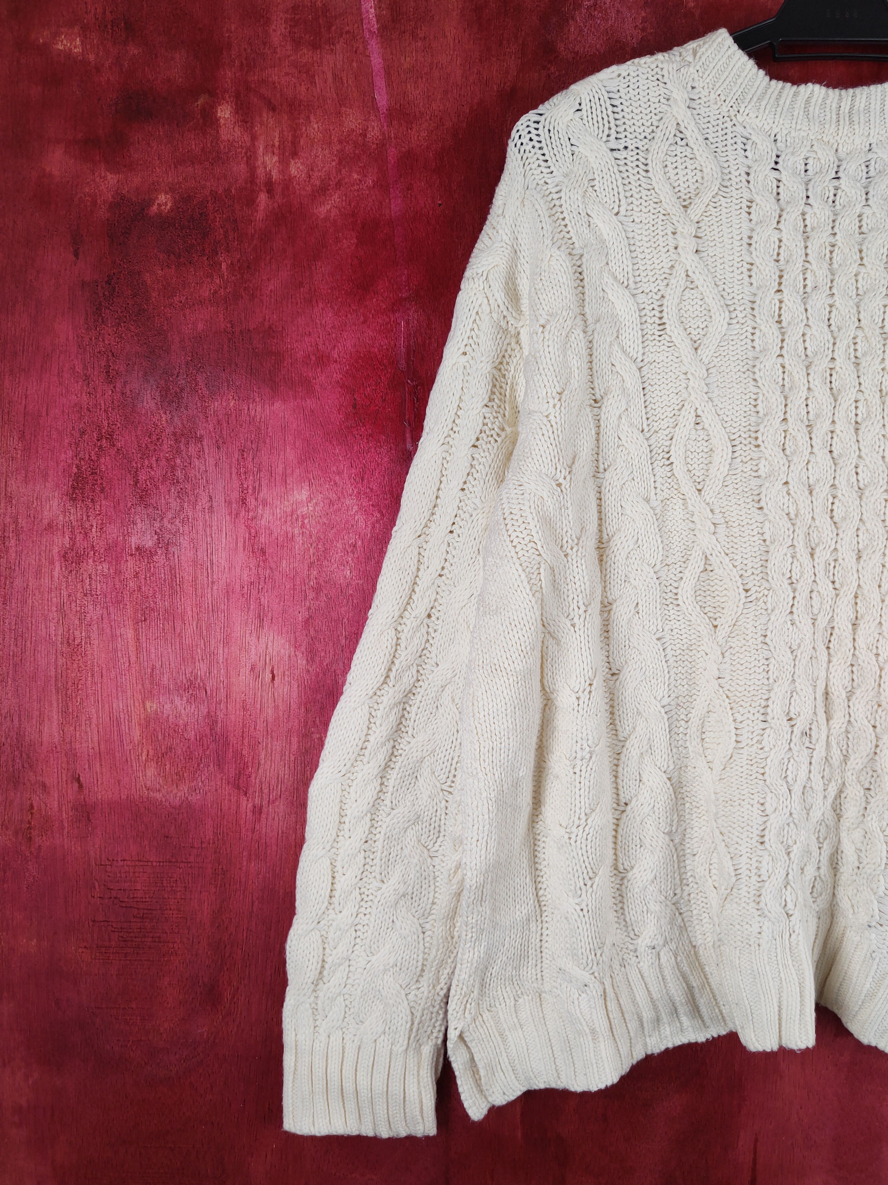 Aran Isles Knitwear Heart Market Ivory Knitwear Sweatshirt #237B Size L / US 10 / IT 46 - 8 Thumbnail