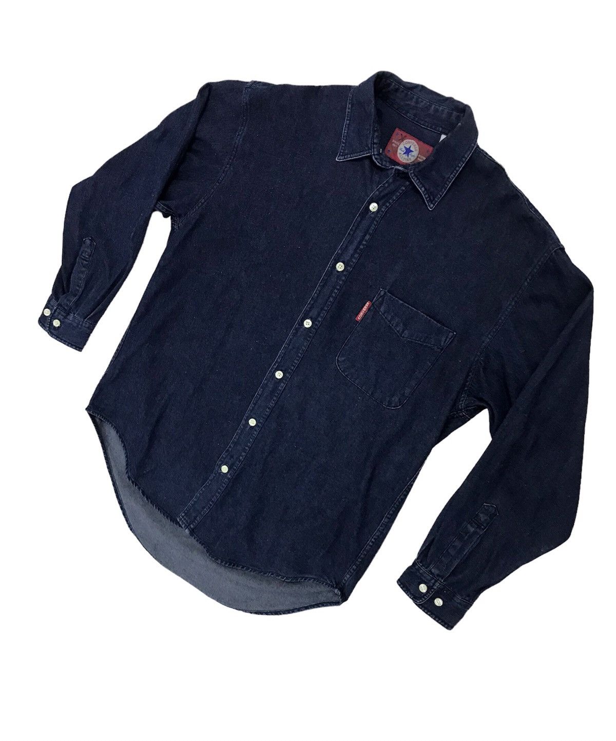 Converse × Vintage Vintage Denim Button Up Converse Long Sleeve Streetwear Size US M / EU 48-50 / 2 - 2 Thumbnail