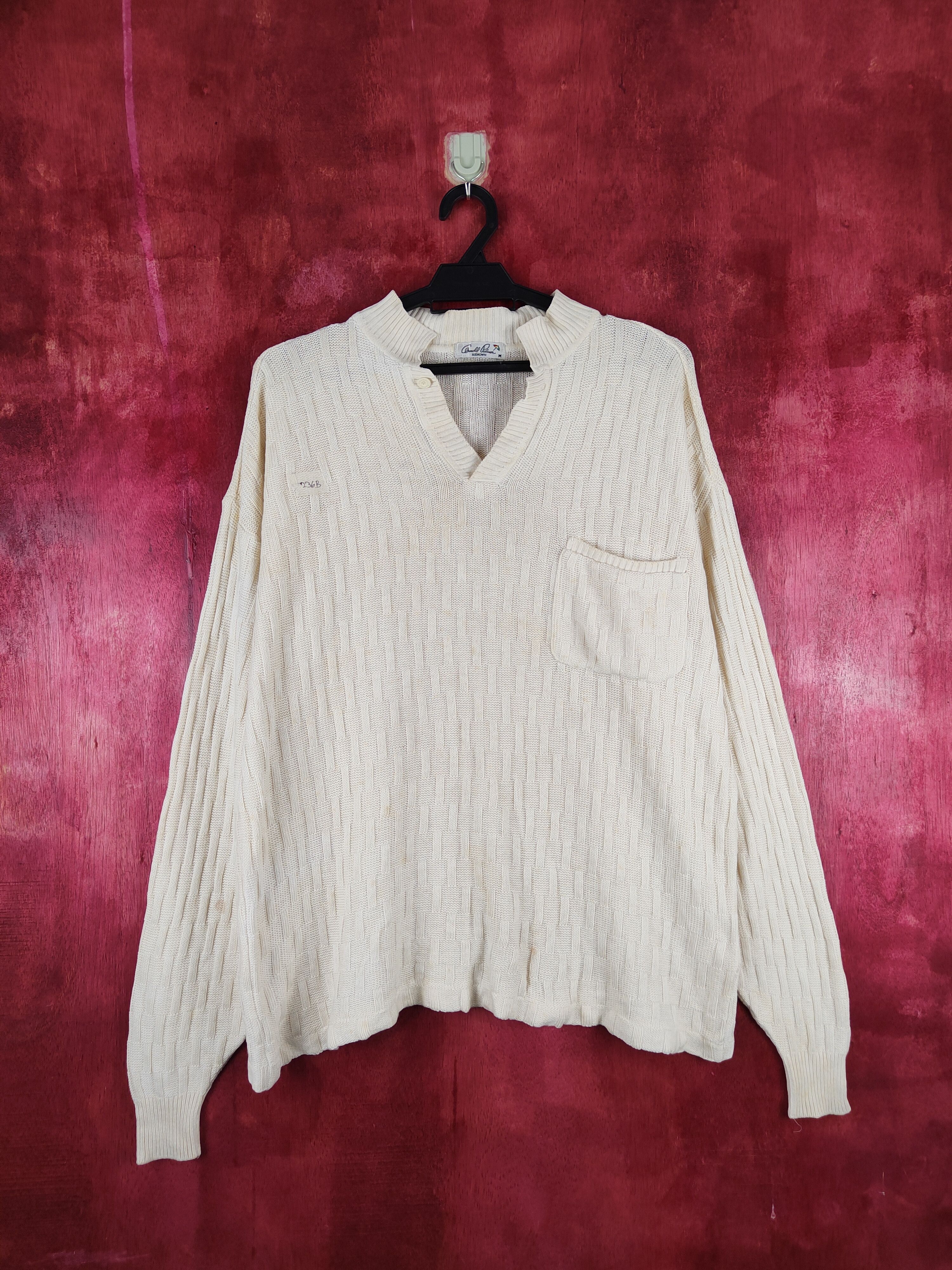 Japanese Brand Arnold Palmer Renown Ivory Knitwear Long Sleeve Shirt #236B Size US M / EU 48-50 / 2 - 1 Thumbnail
