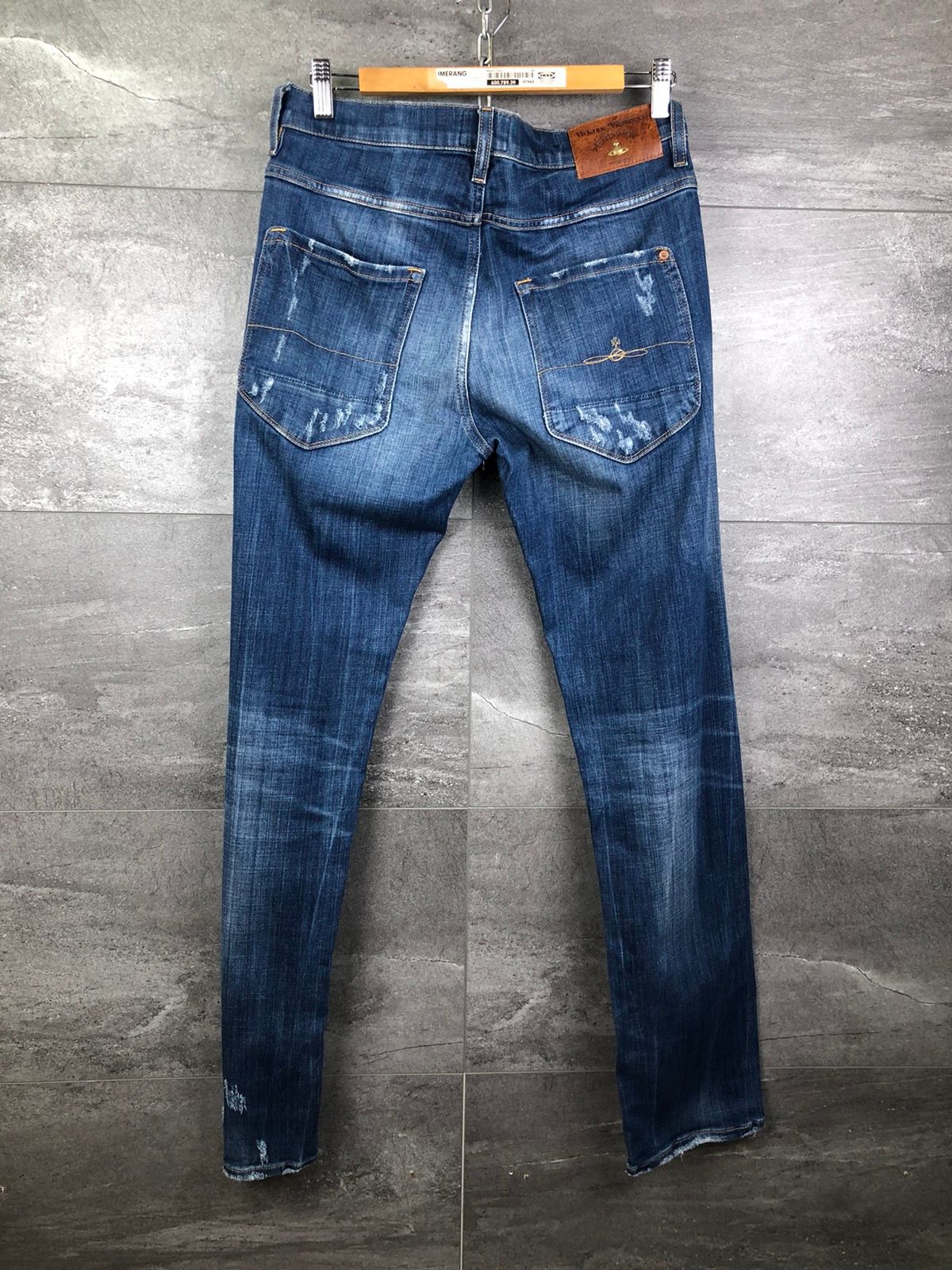 Pre-owned Vivienne Westwood Denim Selvege Distressed Jeans Size 30 In Blue