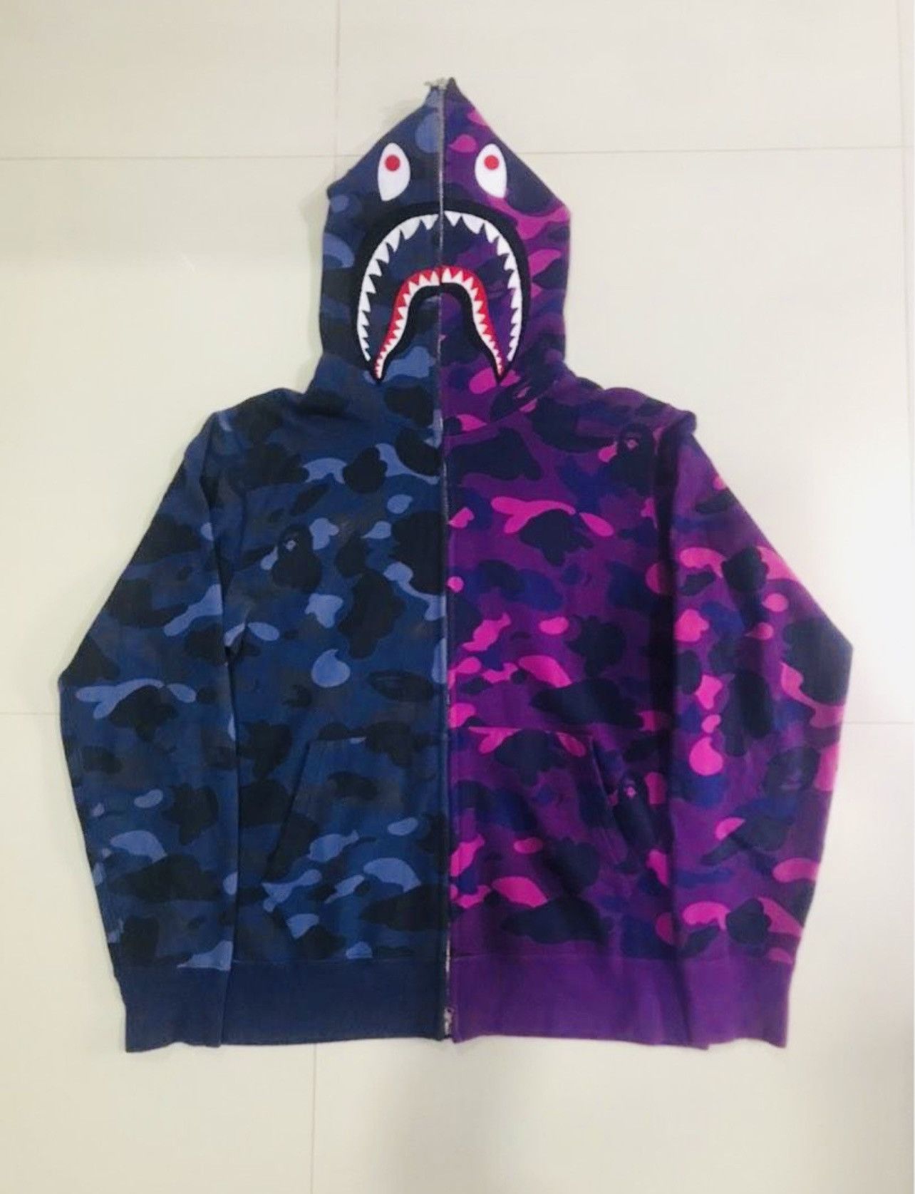 Purple and blue bape jacket on sale