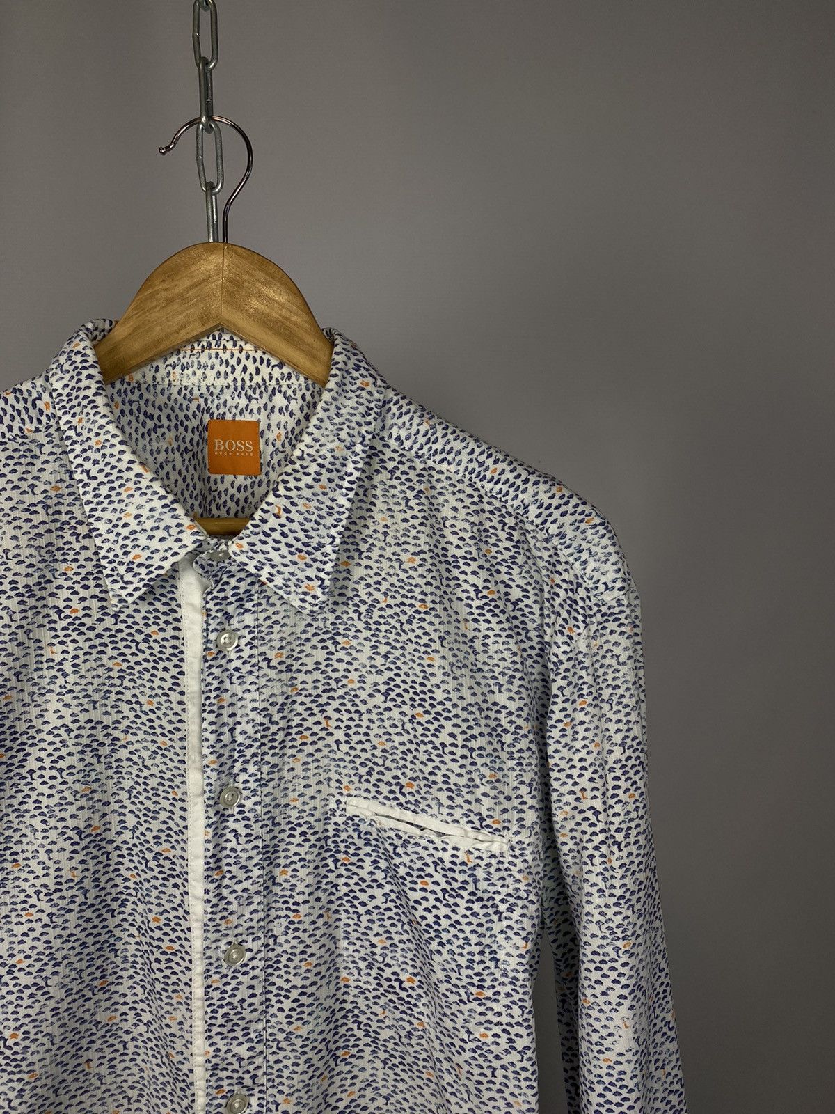 Hugo Boss Hugo boss shirt streetwear white/blue size XXL Size US XL / EU 56 / 4 - 2 Thumbnail