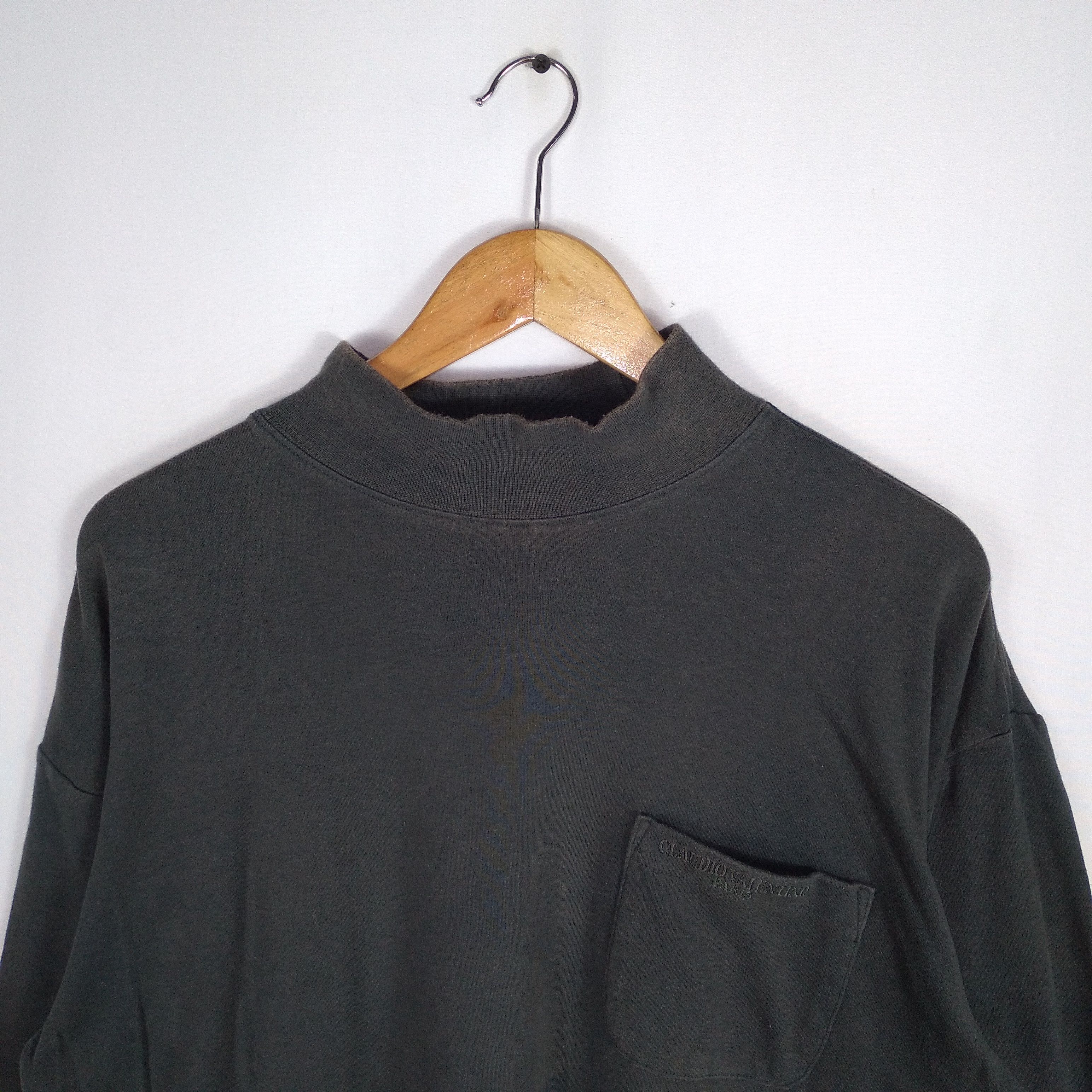 Designer × Vintage Claudio Valention Single Pocket Turtle Neck Sweatshirt Size US L / EU 52-54 / 3 - 2 Thumbnail