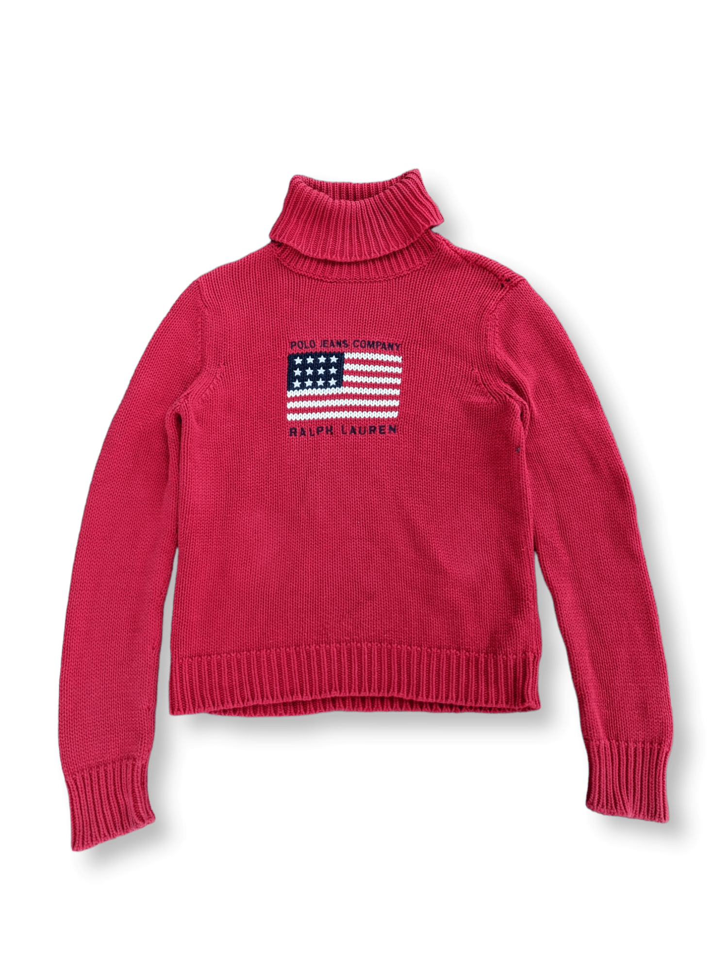 Image of Vintage Polo Ralph Laurent Turtle Neck Knitwear Sweater in Red, Women's (Size Small)