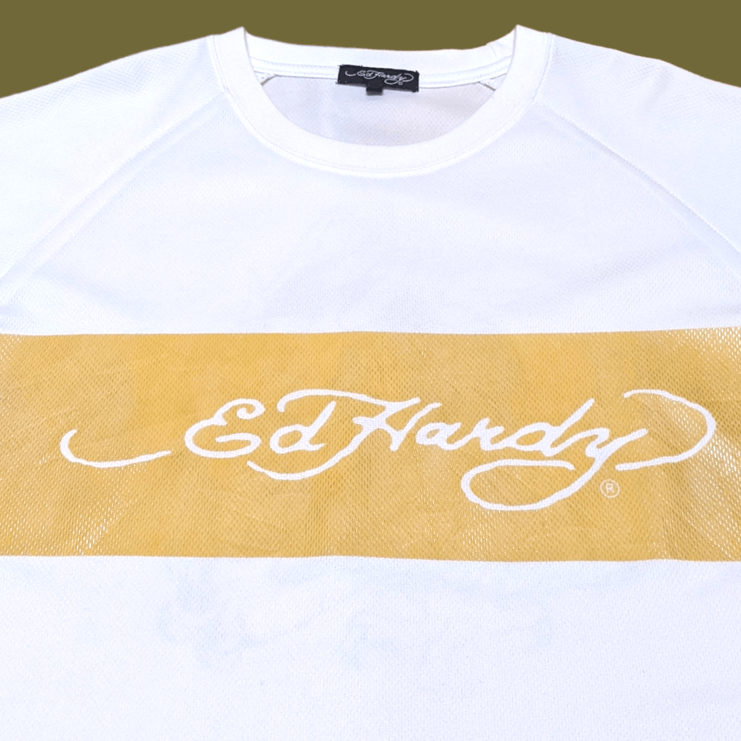 Ed Hardy × Vintage Vintage Ed Hardy Spellout Gold Dragon Jersey T shirt Size US L / EU 52-54 / 3 - 2 Thumbnail
