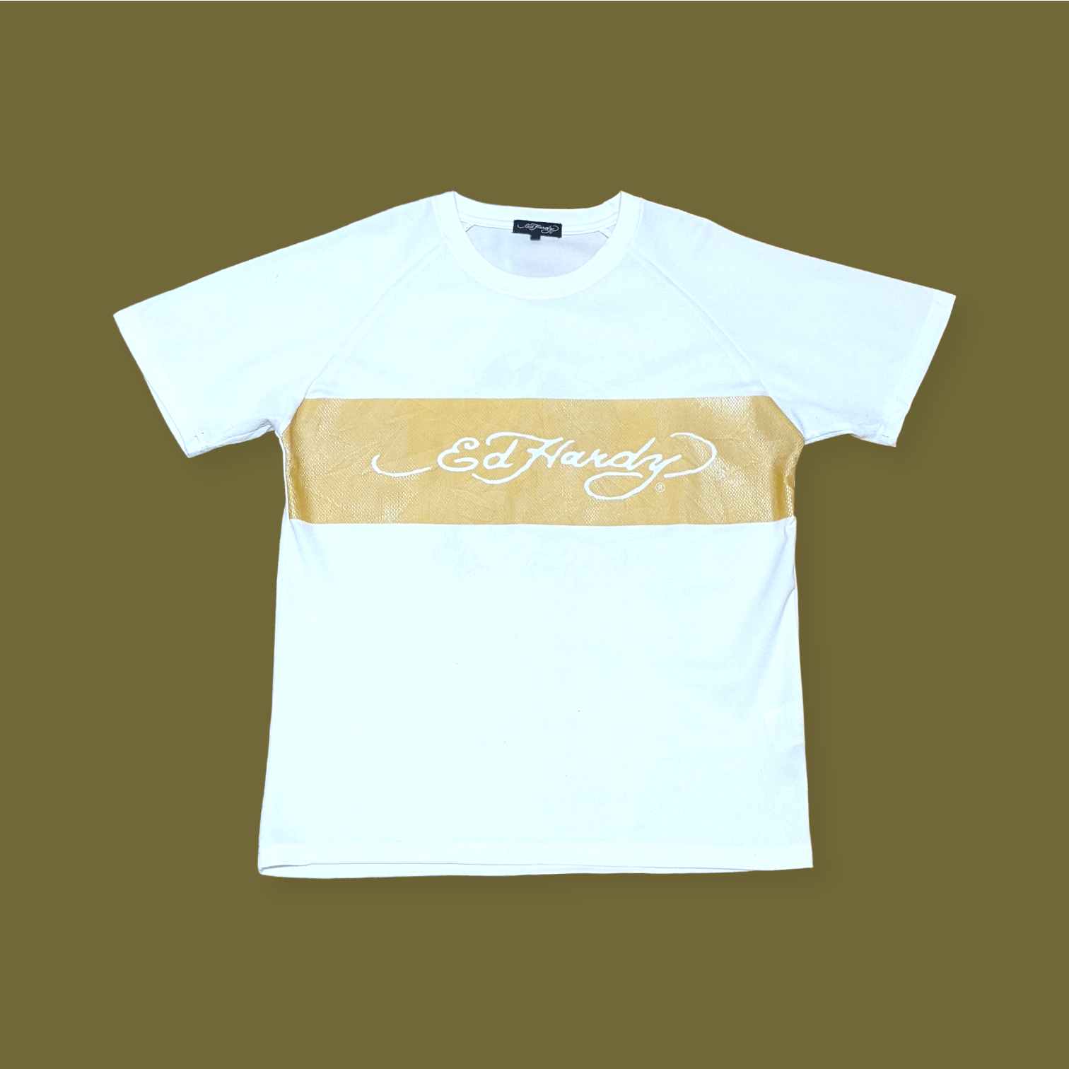 Ed Hardy × Vintage Vintage Ed Hardy Spellout Gold Dragon Jersey T shirt Size US L / EU 52-54 / 3 - 3 Thumbnail