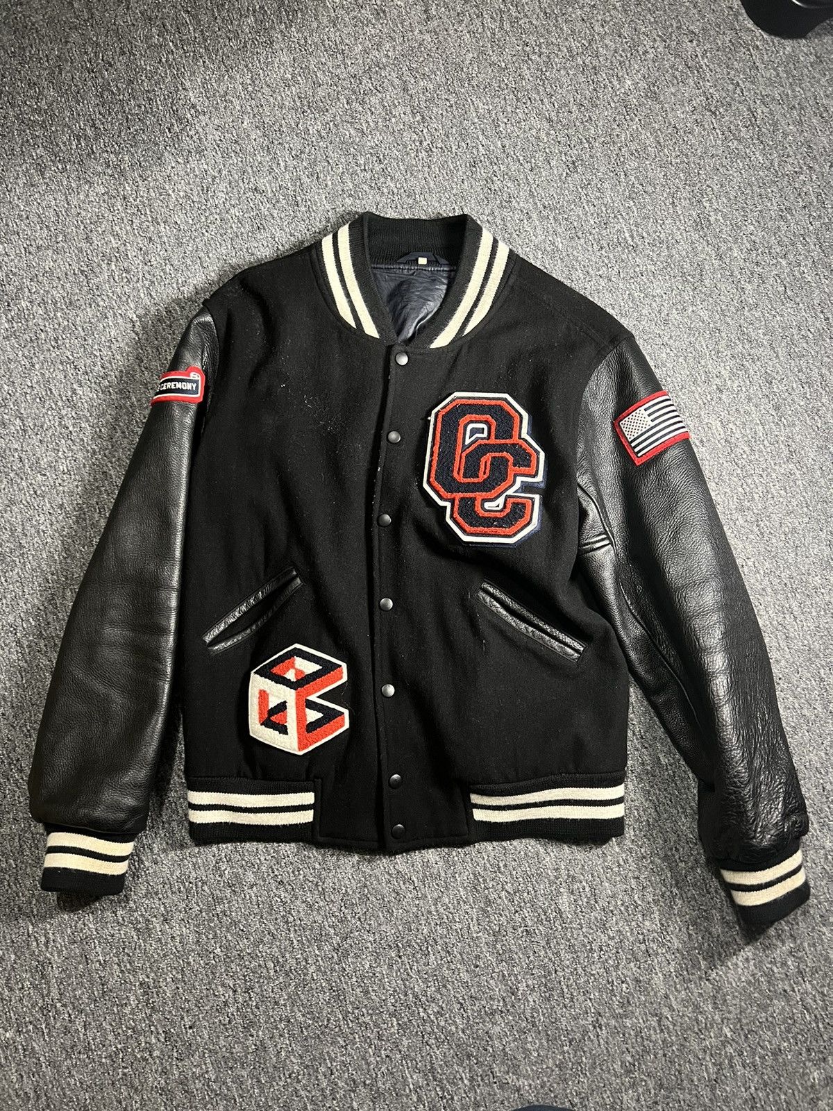 OPENING CEREMONY LOGO PATCH VARSITY JACKET