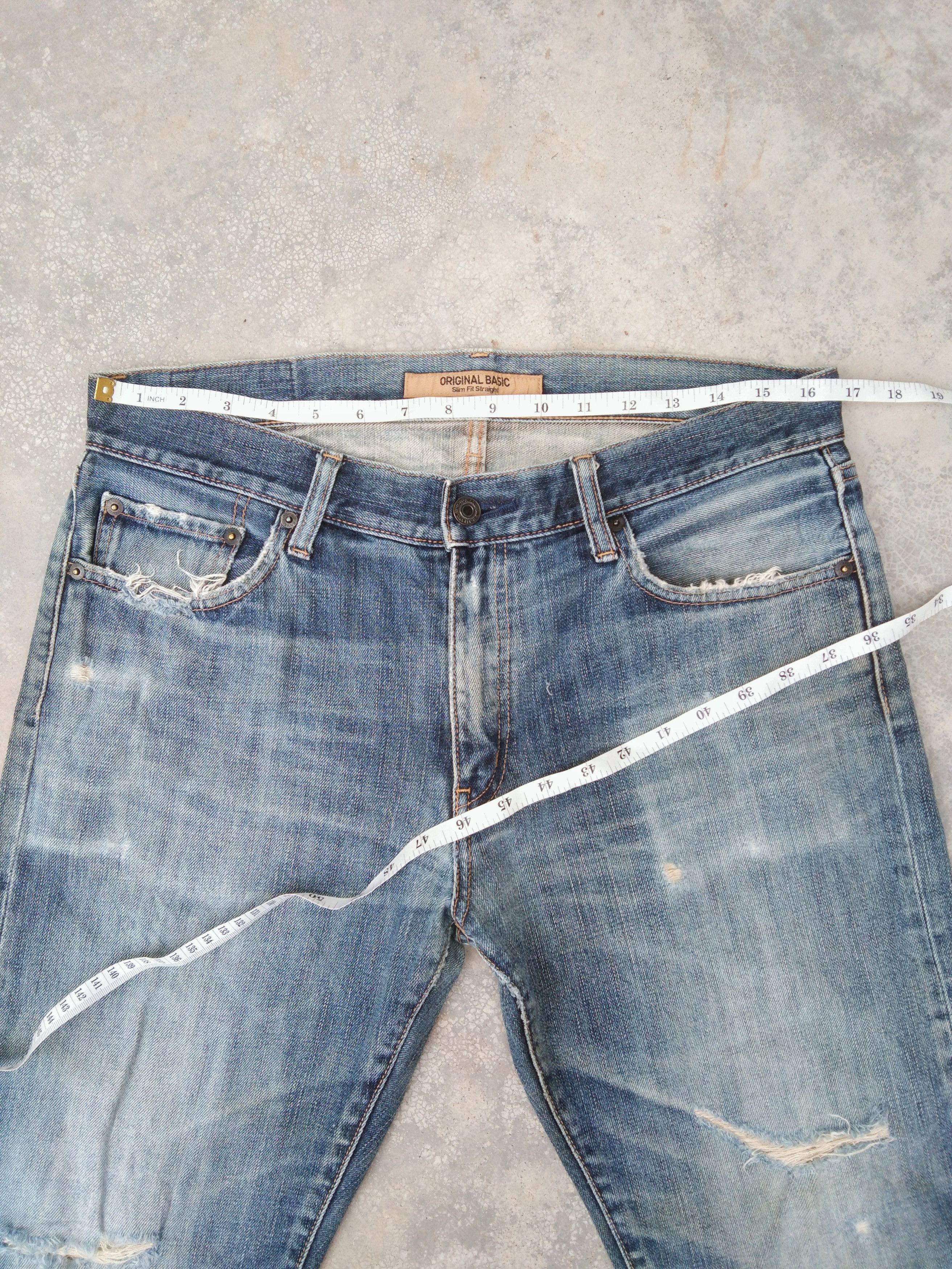 Japanese Brand × Jean × Vintage Vintage Japan Uniqlo S-001 Light Wash Distressed Jeans 33x30 Size US 33 - 5 Thumbnail