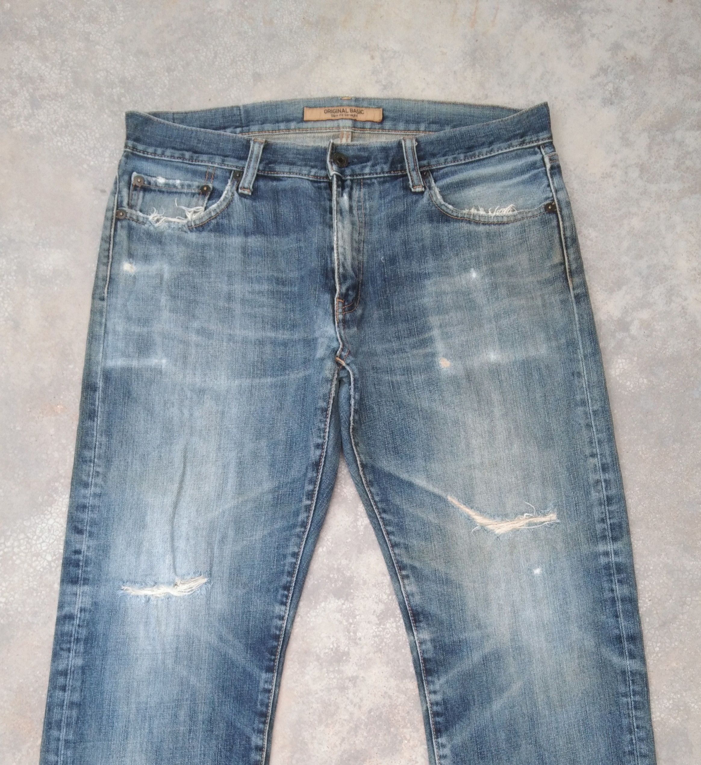 Japanese Brand × Jean × Vintage Vintage Japan Uniqlo S-001 Light Wash Distressed Jeans 33x30 Size US 33 - 4 Thumbnail