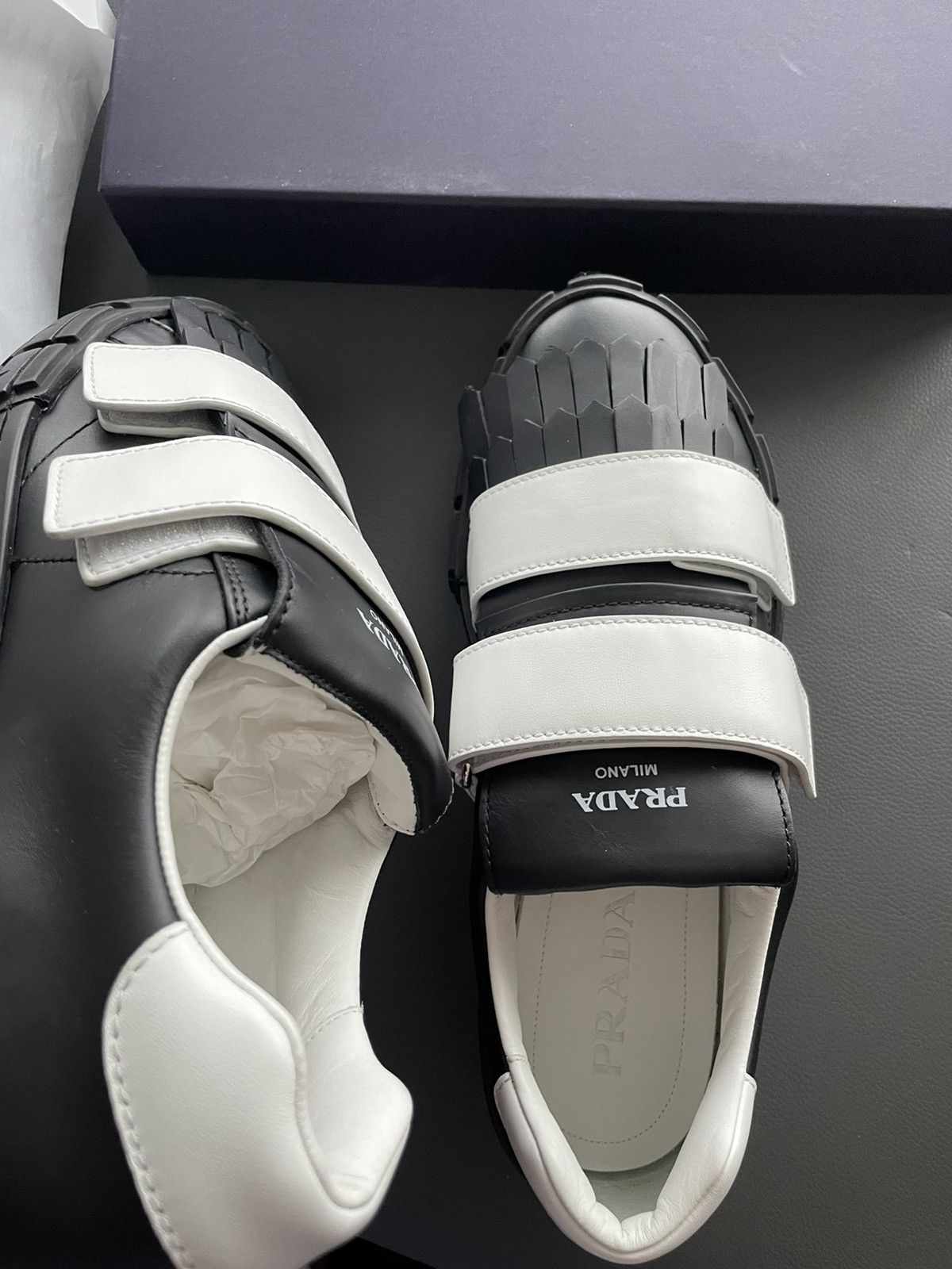 Prada BrandNew Limited Edition Runway Prada Logo Leather Sneakers Size US 9.5 / EU 42-43 - 6 Thumbnail