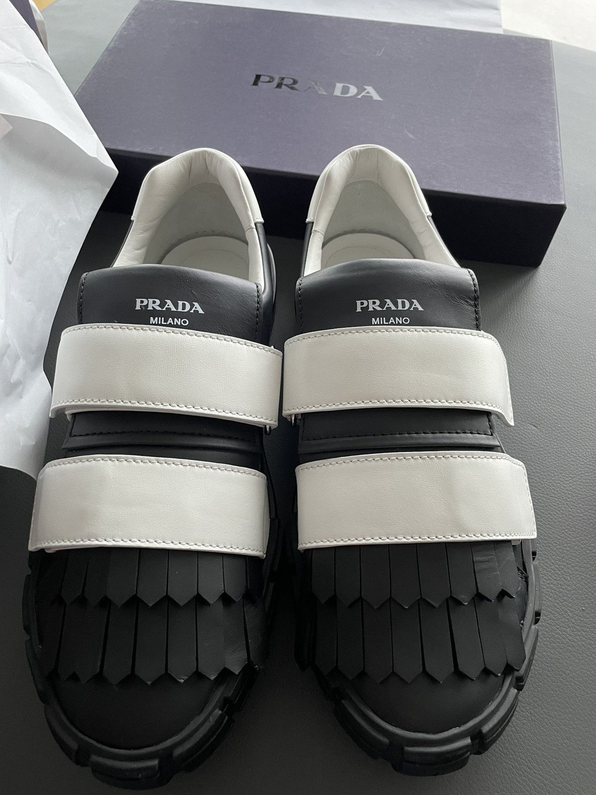 Prada BrandNew Limited Edition Runway Prada Logo Leather Sneakers Size US 9.5 / EU 42-43 - 19 Thumbnail