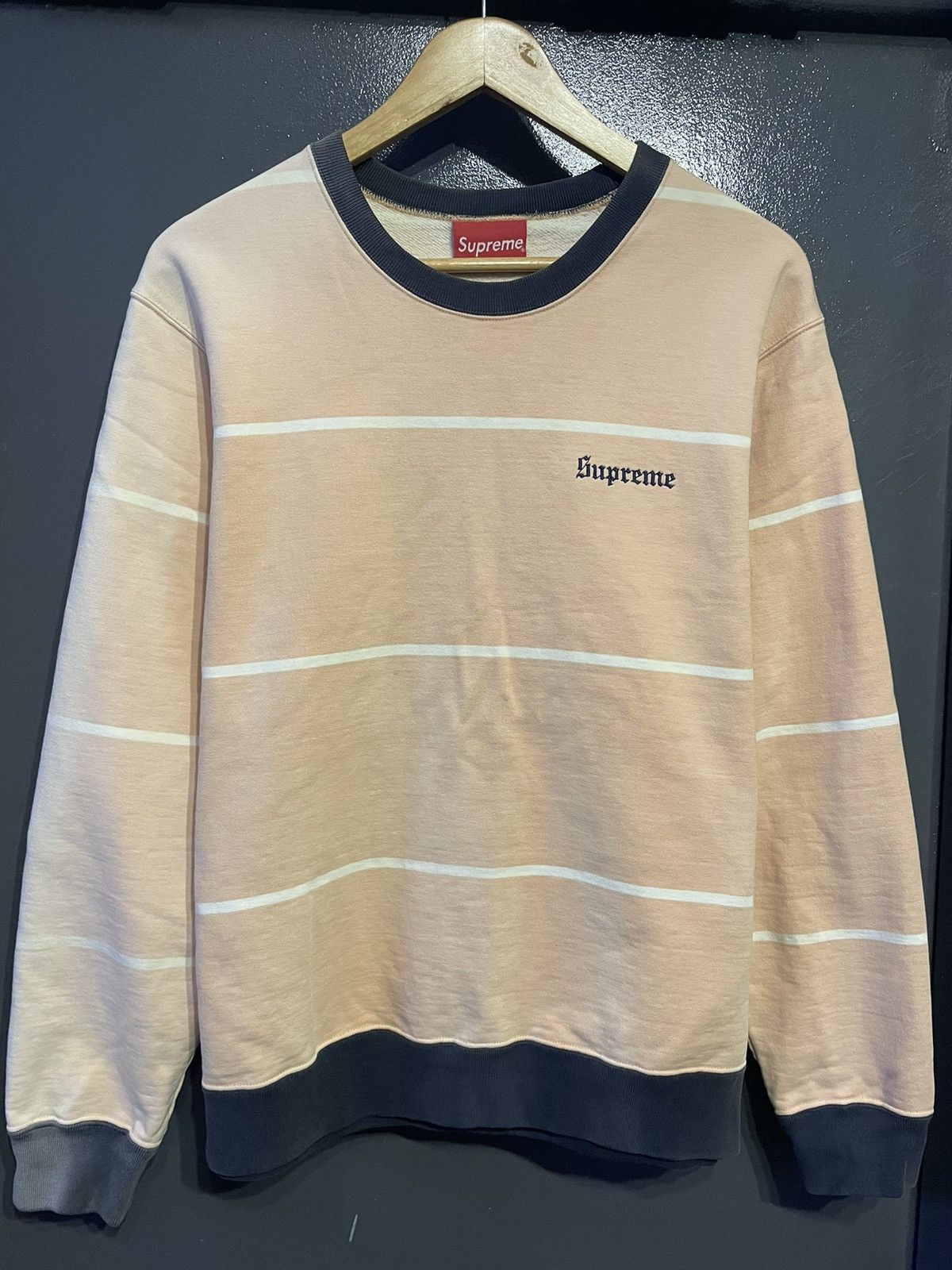 Supreme Supreme Pink Pinstripe Crewneck | Grailed