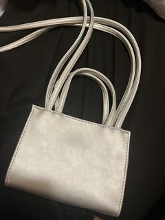 Telfar Shopping Bag Small Silver in Vegan Leather with Silver-tone - US