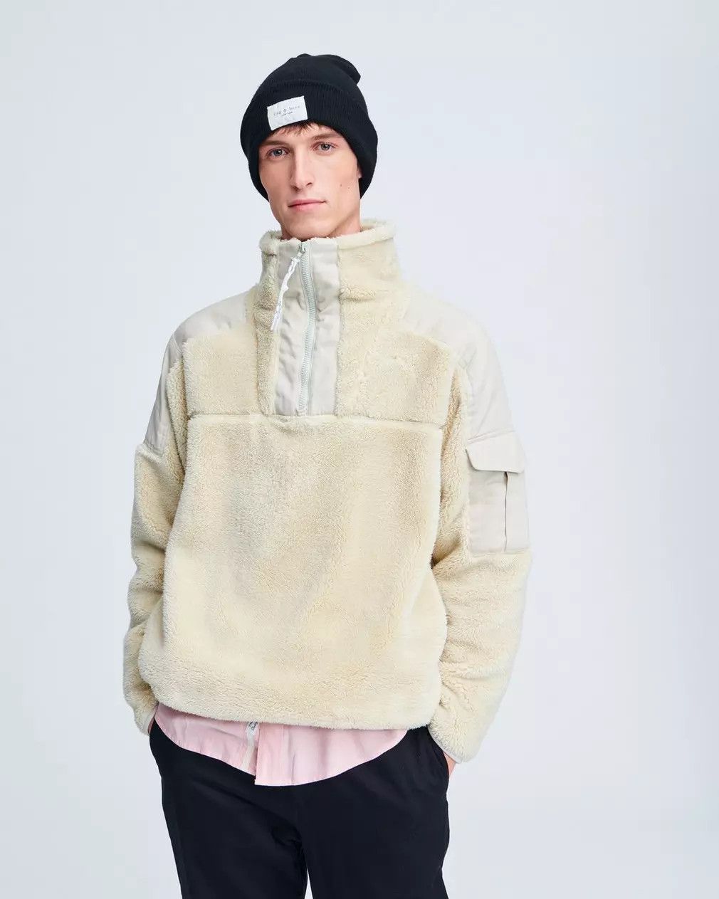 image of Rag Bone Rag & Bone Logan Sherpa Pullover in Ivory, Men's (Size XL)