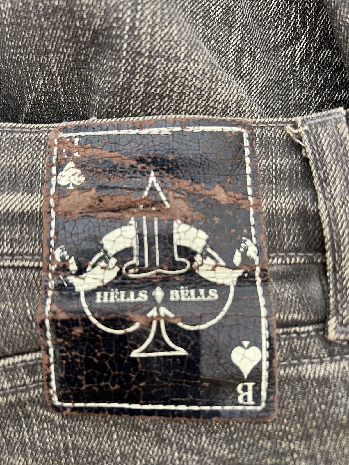 Hells Bells Vintage Hells Bells Faded Black Waxed Denim Slim Jeans Size US 29 - 15 Thumbnail