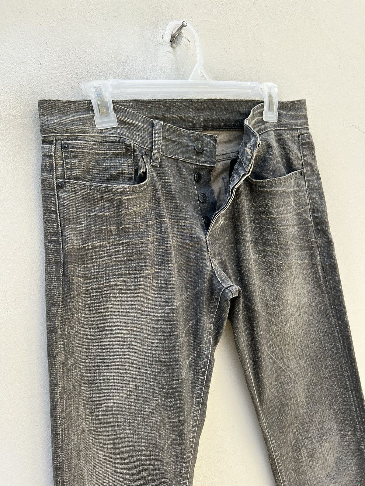 Hells Bells Vintage Hells Bells Faded Black Waxed Denim Slim Jeans Size US 29 - 3 Thumbnail
