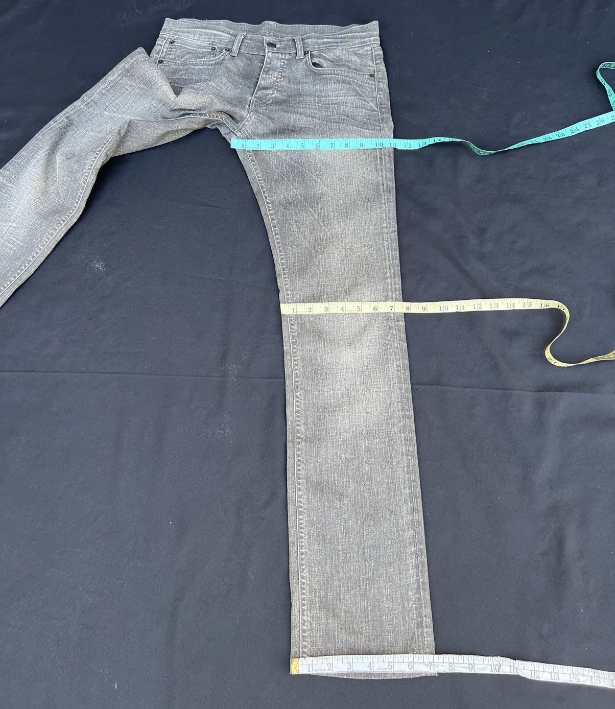 Hells Bells Vintage Hells Bells Faded Black Waxed Denim Slim Jeans Size US 29 - 19 Thumbnail