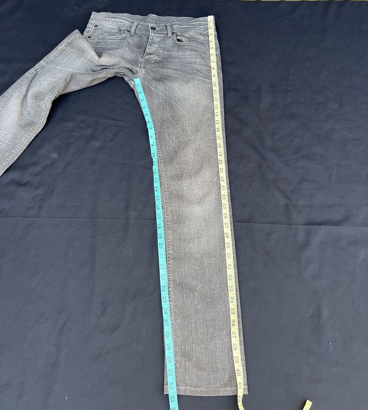 Hells Bells Vintage Hells Bells Faded Black Waxed Denim Slim Jeans Size US 29 - 20 Thumbnail