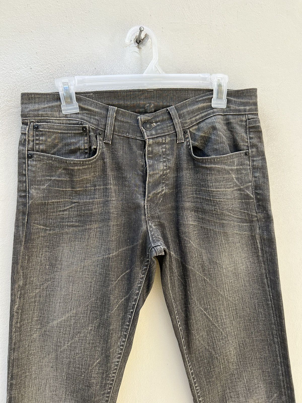 Hells Bells Vintage Hells Bells Faded Black Waxed Denim Slim Jeans Size US 29 - 2 Thumbnail