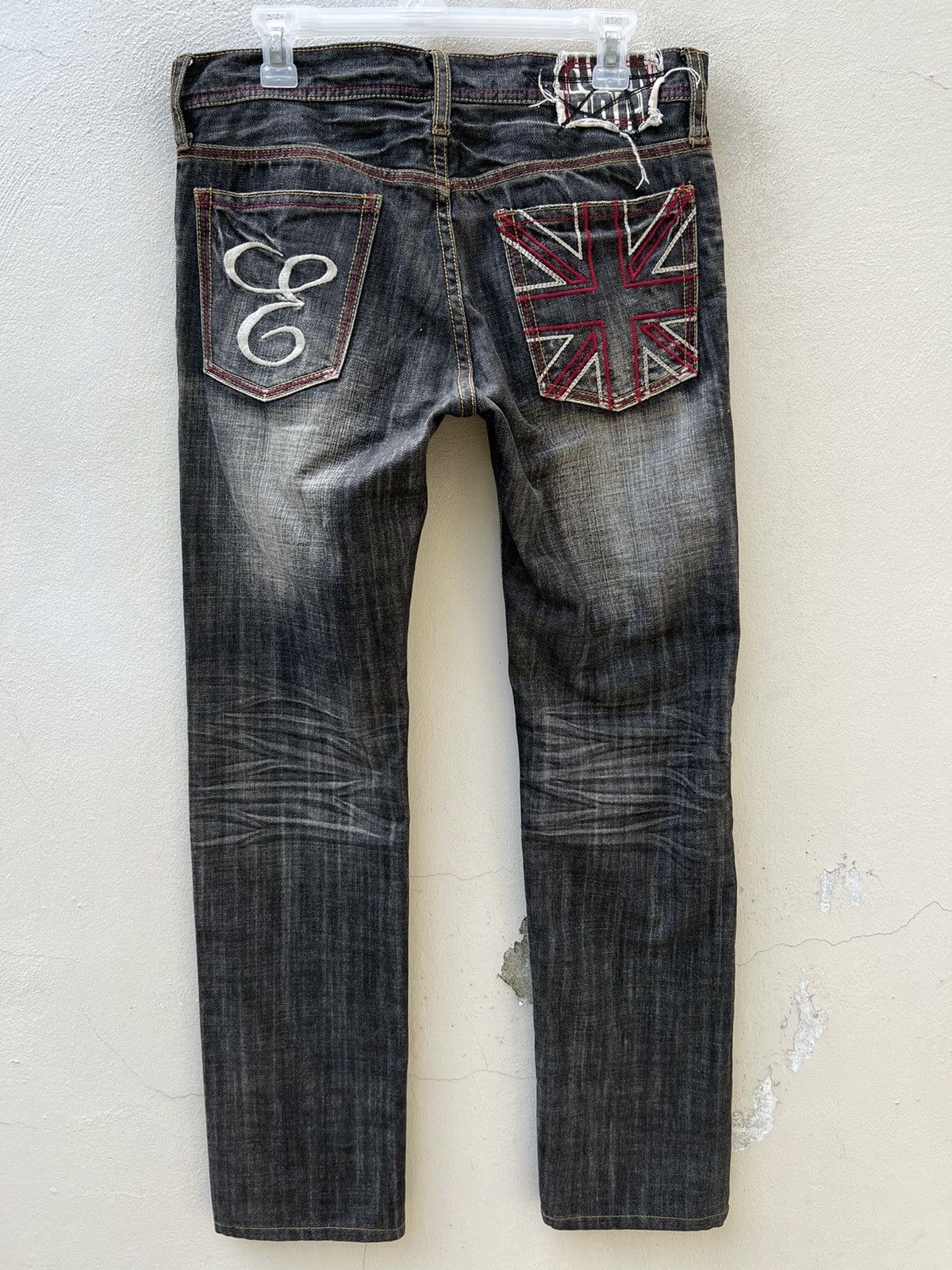 パンツ EDGE RUPERT type logo design denim jeans JAPANESE BRAND EDGE RUPERT PATCHWORK NON SELVEDGE DENIM PANT