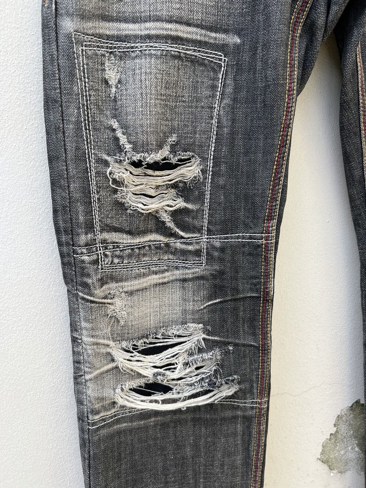 パンツ EDGE RUPERT type logo design denim jeans Trashed Edge Rupert Japan Ripped Denim Jeans