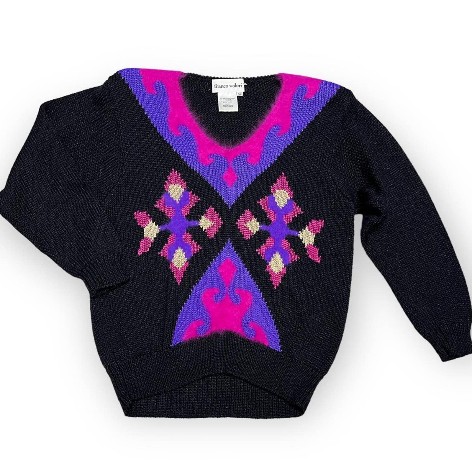 Vintage Vintage 90s Franco Valeri Luxury Designer Knit Sweater Size S / US 4 / IT 40 - 1 Thumbnail