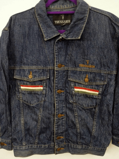 Trussardi Vintage Trussardi Denim Jeans Jacket Blue Jacket Size 44 Size US L / EU 52-54 / 3 - 2 Thumbnail
