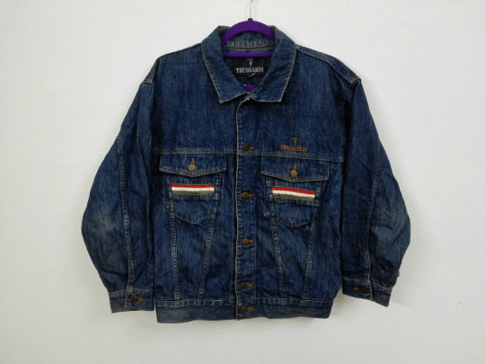 Trussardi Vintage Trussardi Denim Jeans Jacket Blue Jacket Size 44 Size US L / EU 52-54 / 3 - 1 Thumbnail