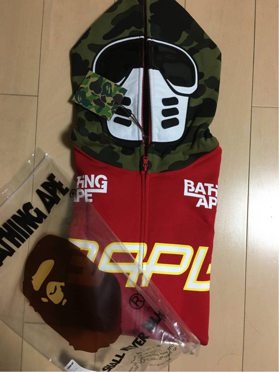 Bape A BATHING APE x Dirtrace BMX MASK FULL ZIP Red Camo HOODIE