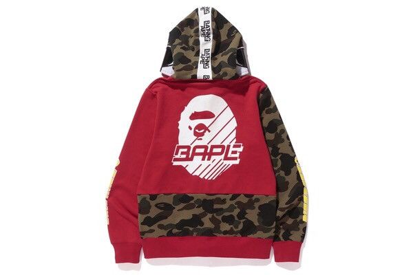 Bape A BATHING APE x Dirtrace BMX MASK FULL ZIP Red Camo HOODIE | Grailed