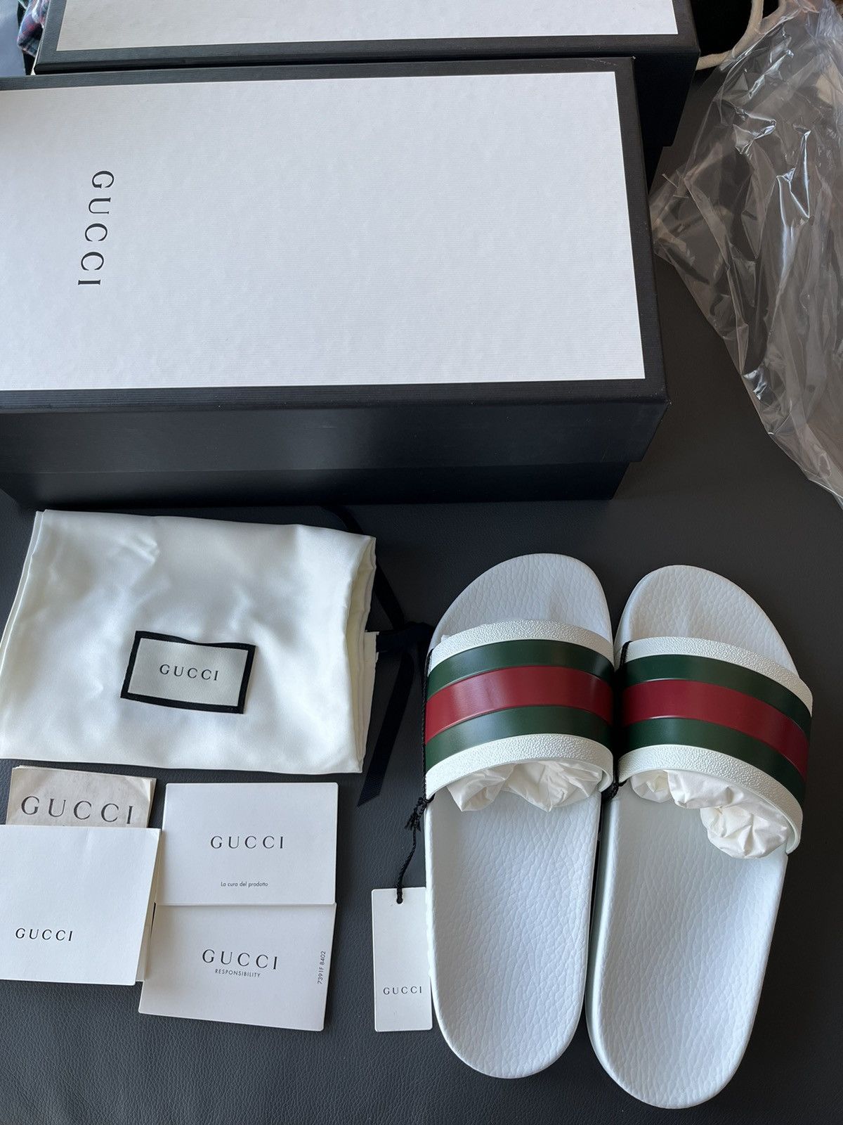 Gucci Limited Brand New Classic Gucci Rubber Slides Sandal Shoes Size US 12 / EU 45 - 1 Thumbnail