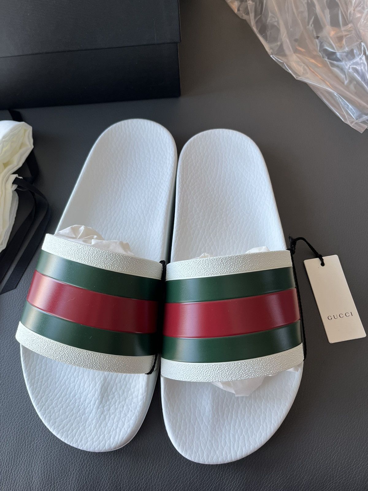 Gucci Limited Brand New Classic Gucci Rubber Slides Sandal Shoes Size US 12 / EU 45 - 14 Thumbnail