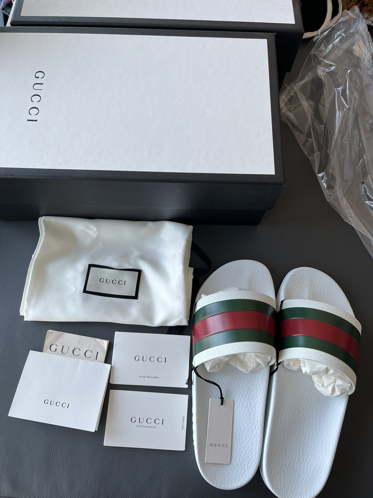 Gucci Limited Brand New Classic Gucci Rubber Slides Sandal Shoes Size US 12 / EU 45 - 15 Thumbnail