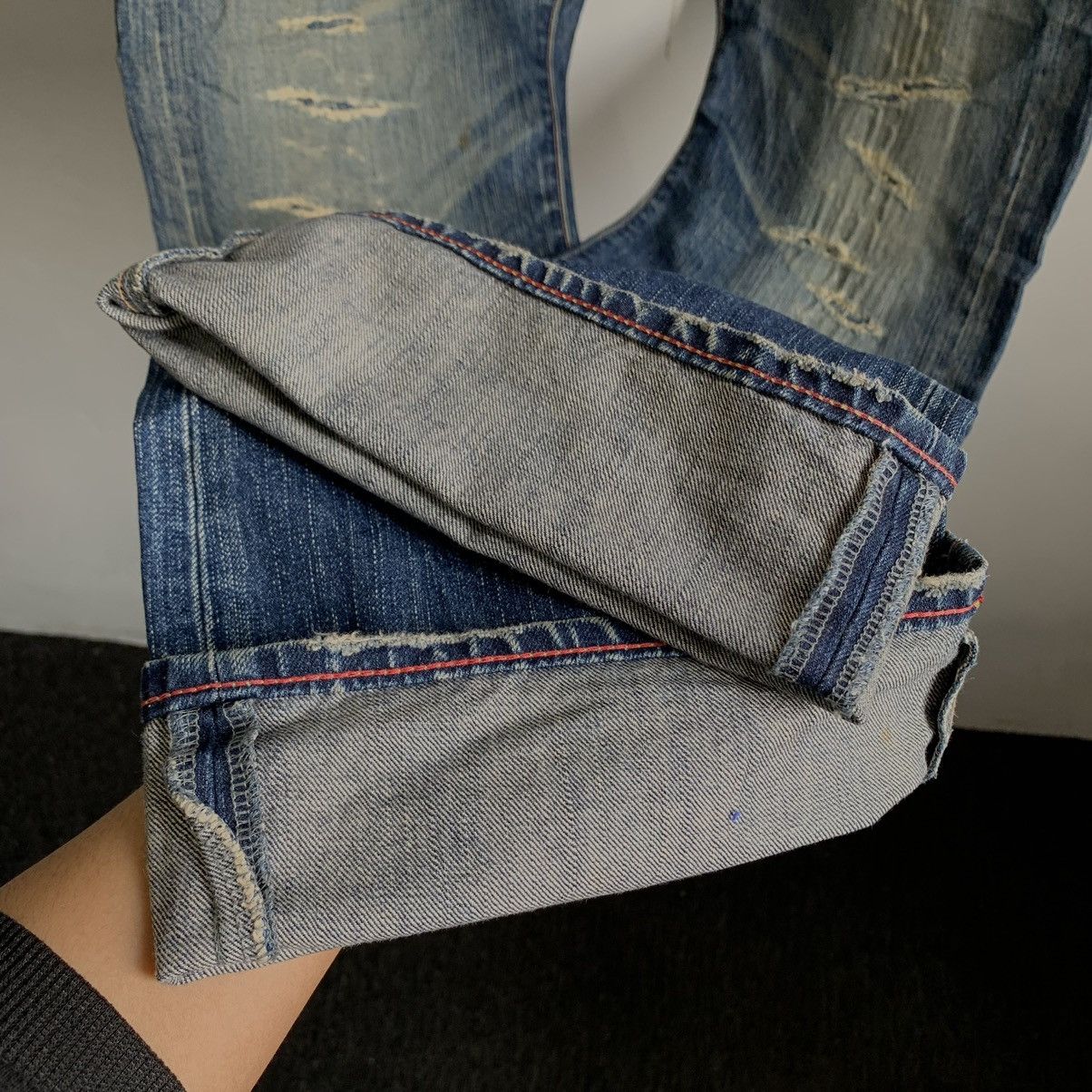 Japanese Brand SOF Made in Heaven Flare Boro Denim Jeans Size US 35 - 7 Thumbnail