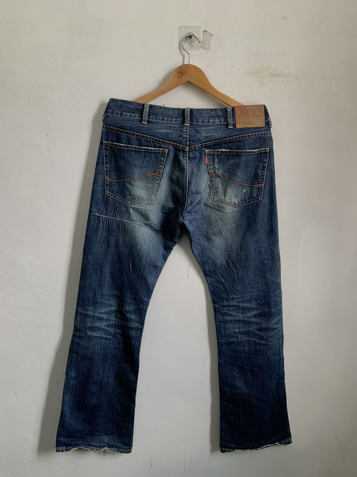 Japanese Brand SOF Made in Heaven Flare Boro Denim Jeans Size US 35 - 2 Thumbnail
