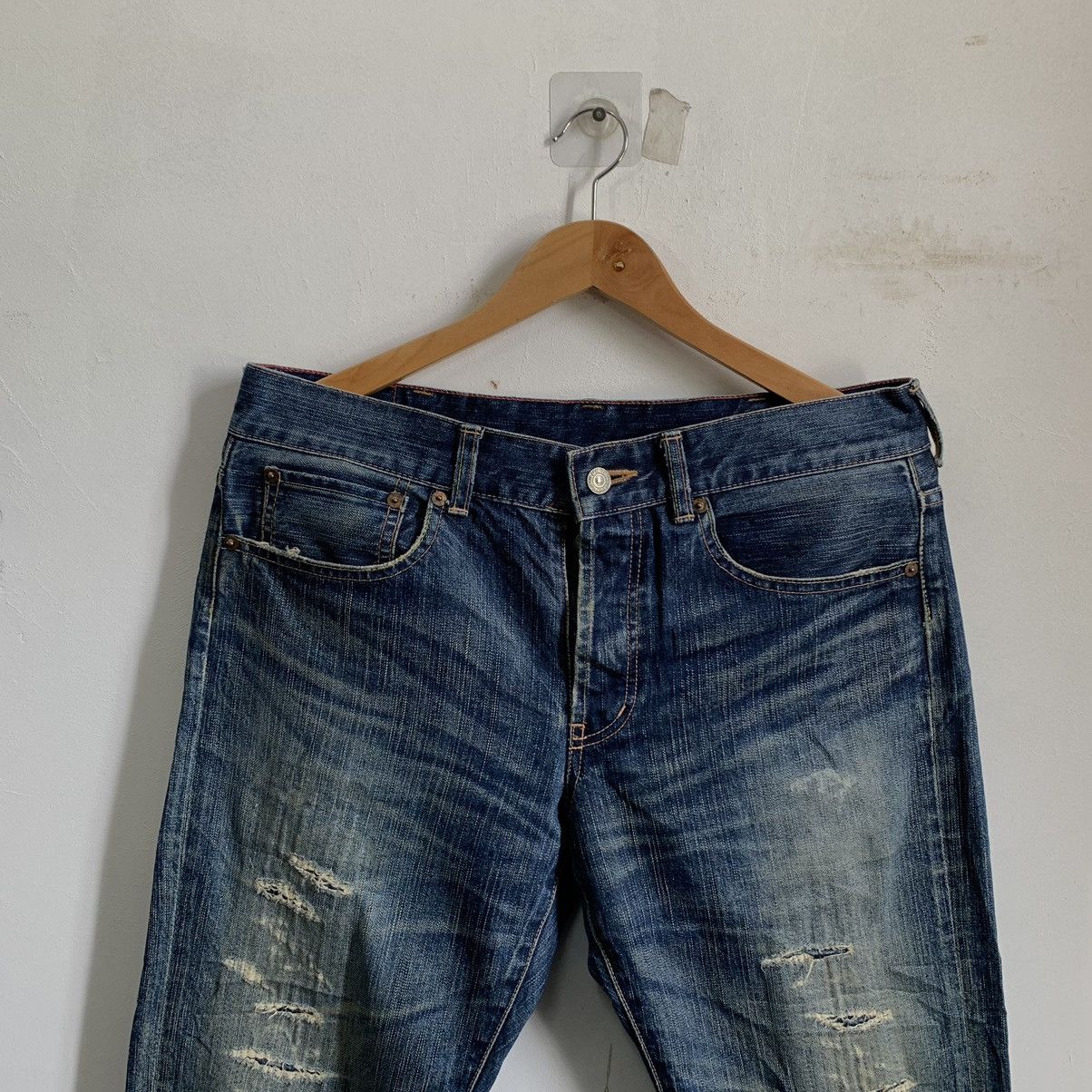 Japanese Brand SOF Made in Heaven Flare Boro Denim Jeans Size US 35 - 4 Thumbnail