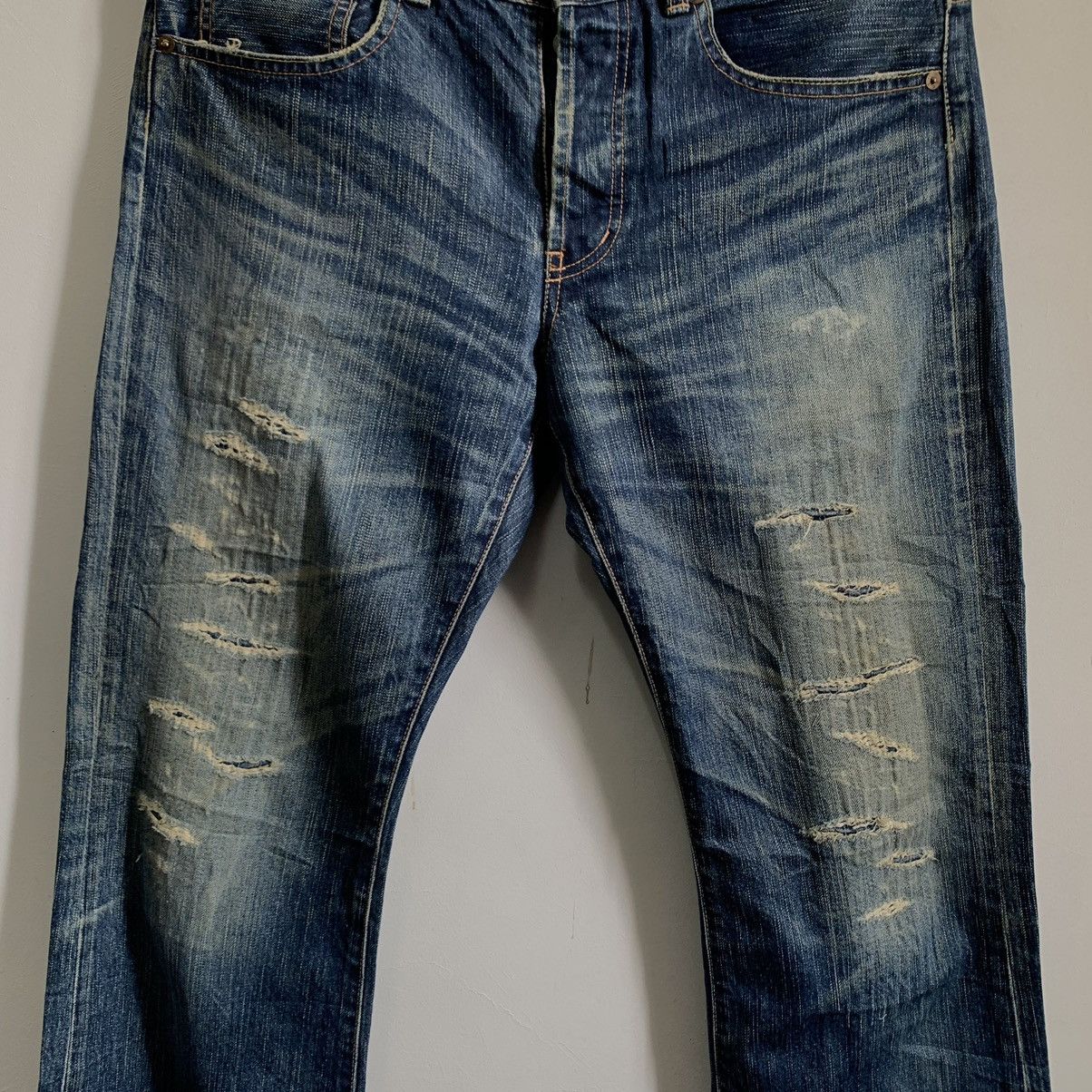 Japanese Brand SOF Made in Heaven Flare Boro Denim Jeans Size US 35 - 3 Thumbnail