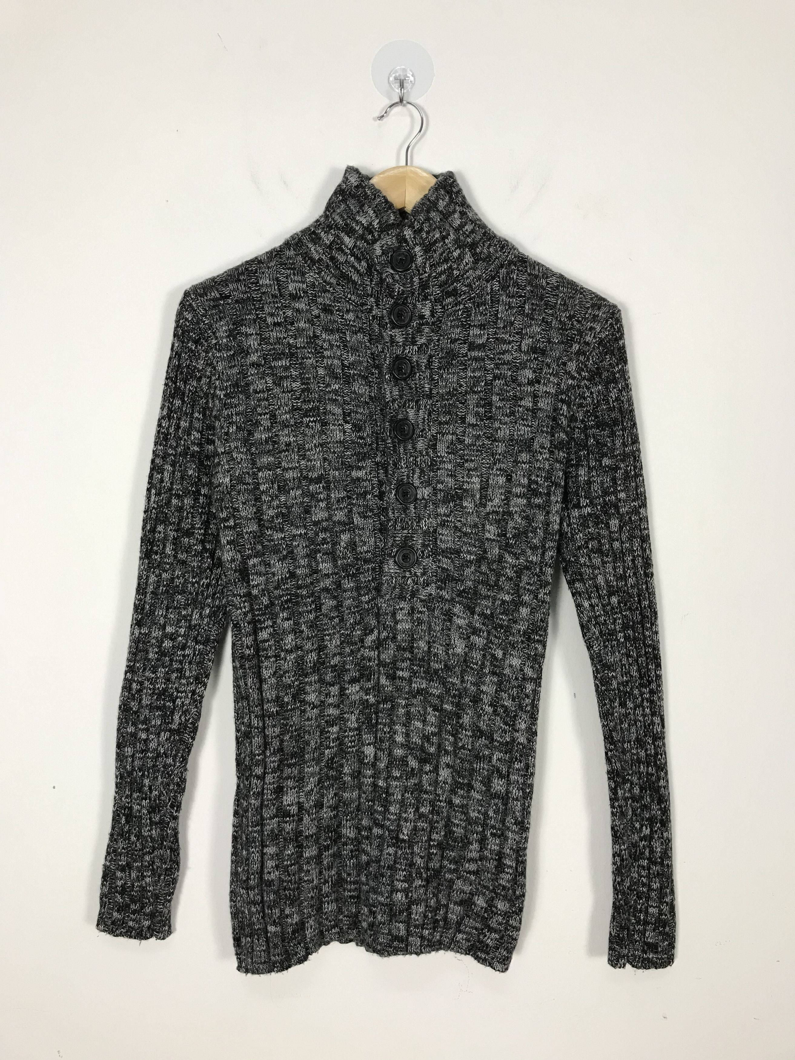 Japanese Brand Atelier Sab Men Buttoned Jumper Knit Sweater
