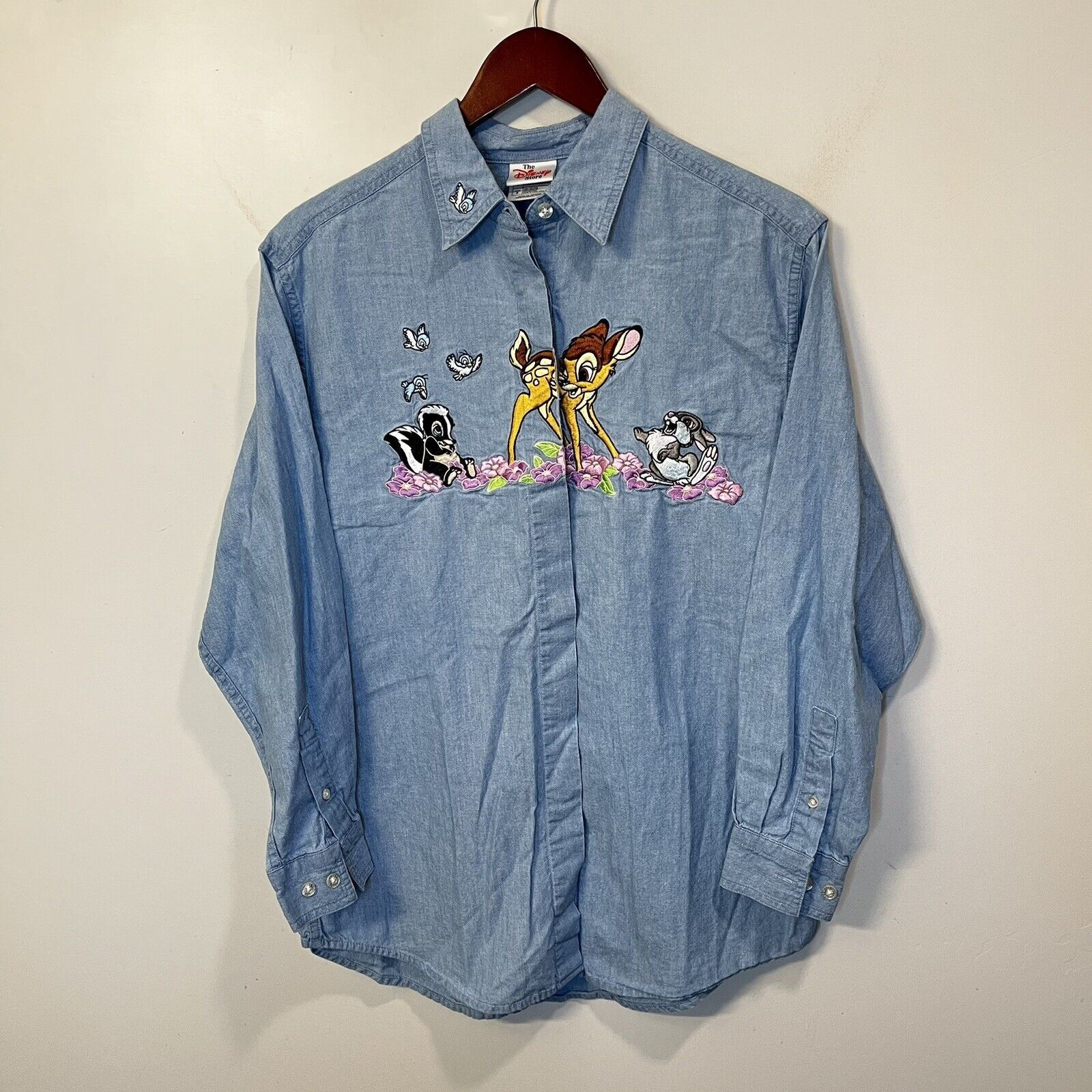 Vintage 1990s Vintage The Disney Store Bambi Denim Cartoon Shirt | Grailed