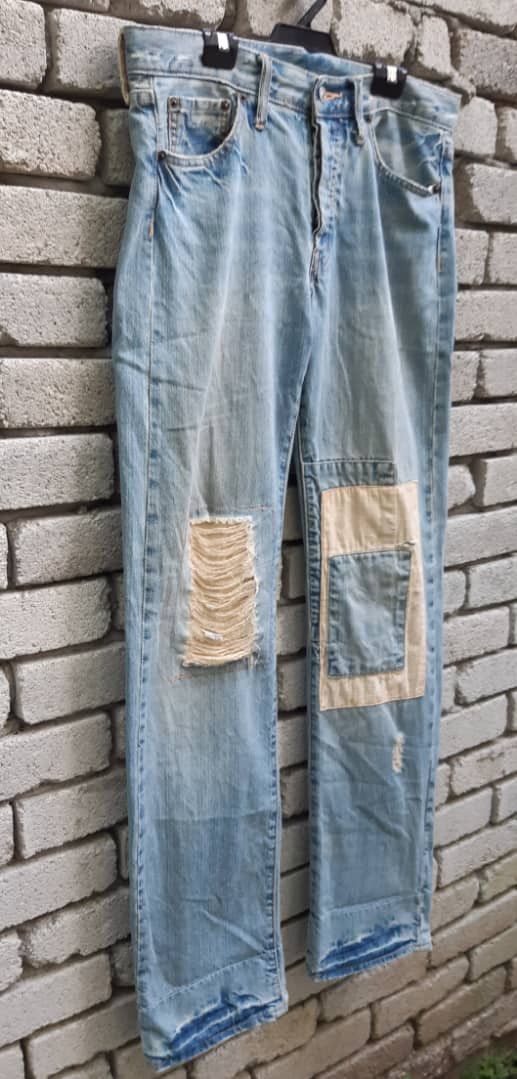 Japanese Brand × Takeo Kikuchi Takeo Kikuchi distressed Patchwork denim pants Size US 32 / EU 48 - 2 Thumbnail
