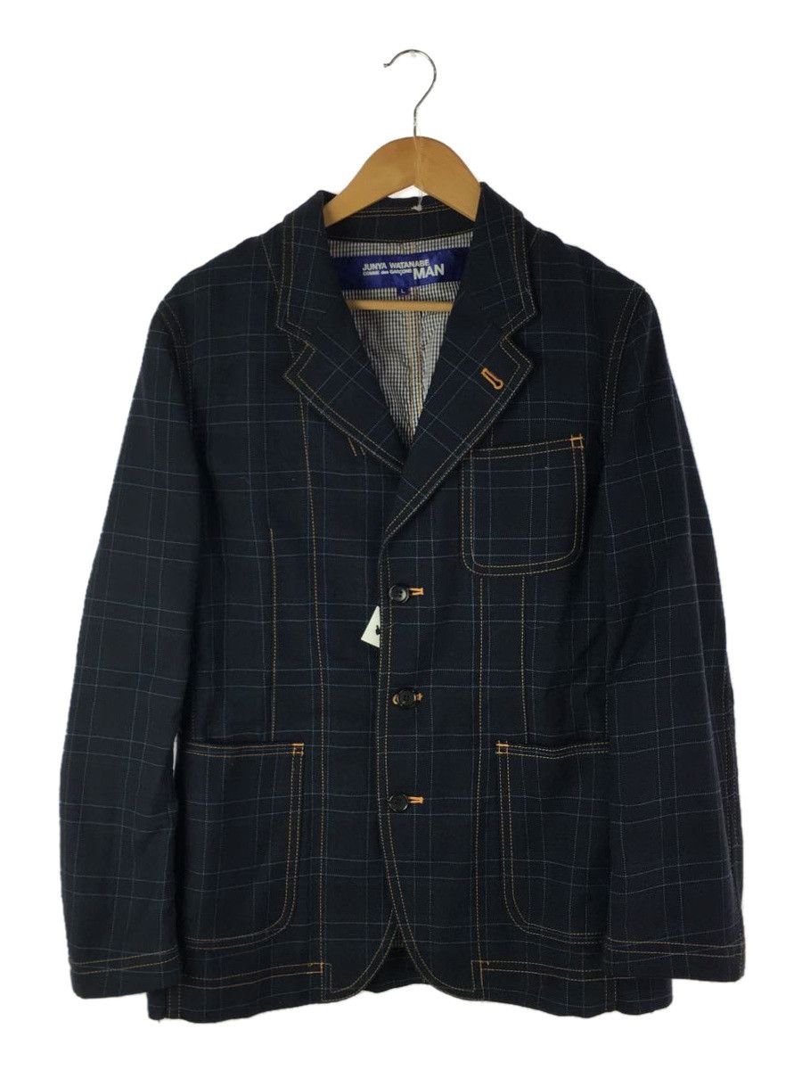 Jacket Navy Tailored Wool Checkered