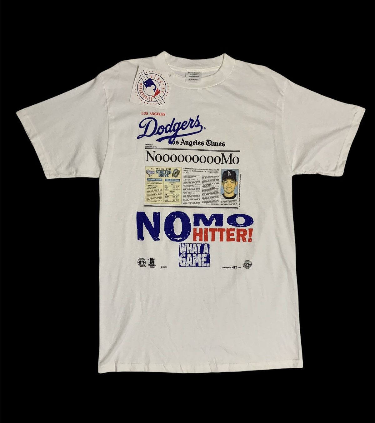 Vintage Front Page LA Dodgers No More Hitter N.W.T Tee