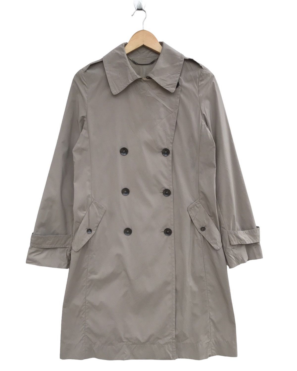 image of Italian Designers x Max Mara Double Breasted Rain Coat in Cream, Women's (Size Small)