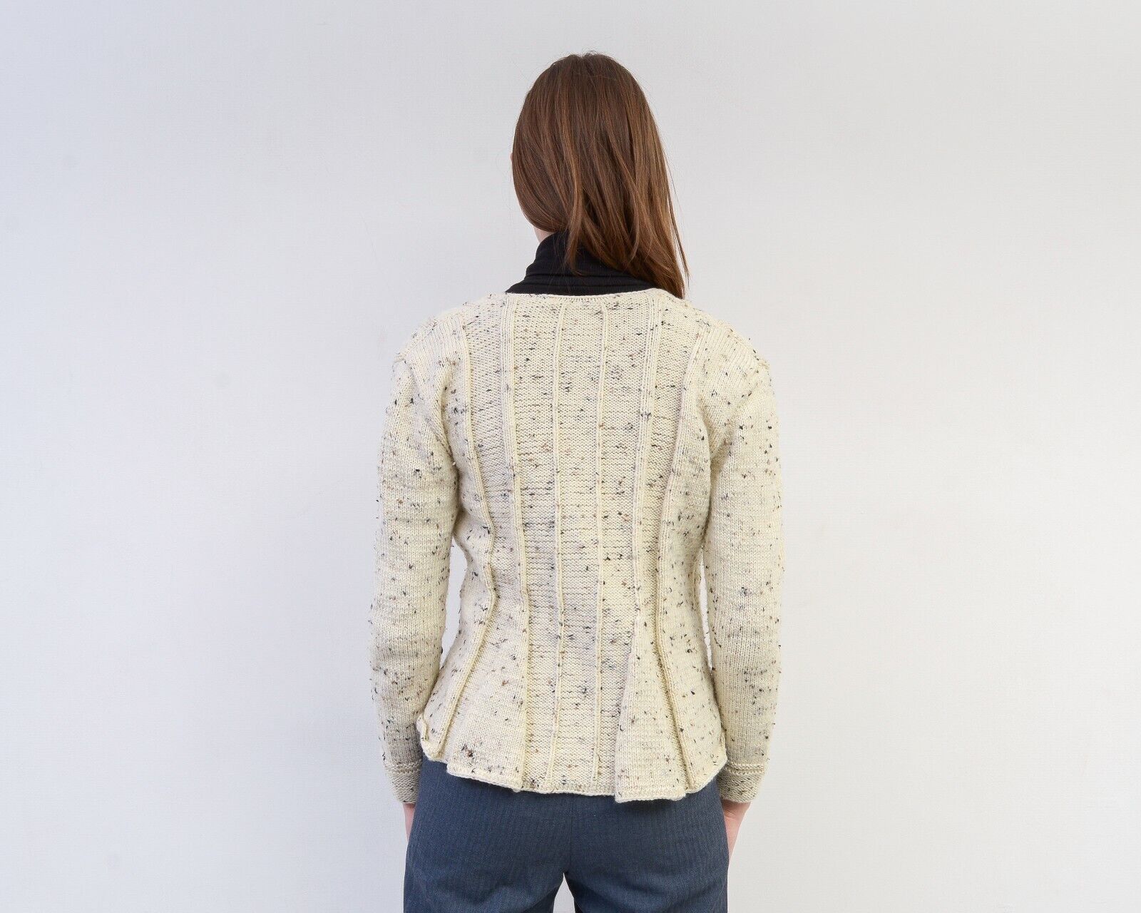 Vintage Cardigan Jacket Wool Sweater Wooden Button Up Stripe Knit Size S / US 4 / IT 40 - 4 Thumbnail