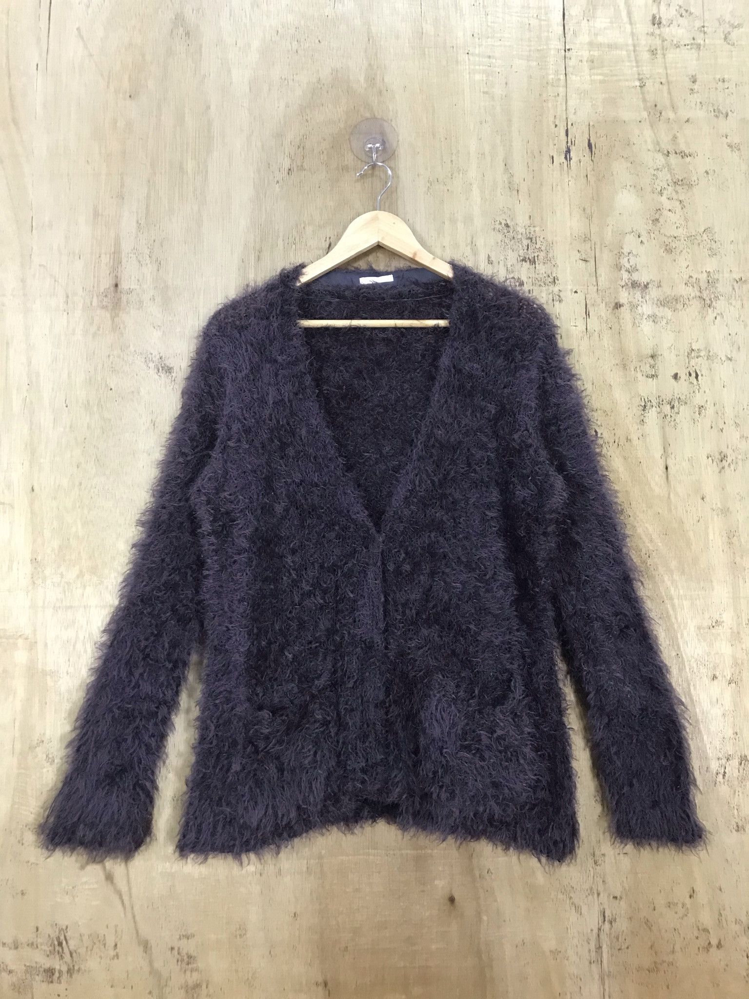 Unbrand Mohair Shag Shagy Soft Faux Fur Knit Cardigan