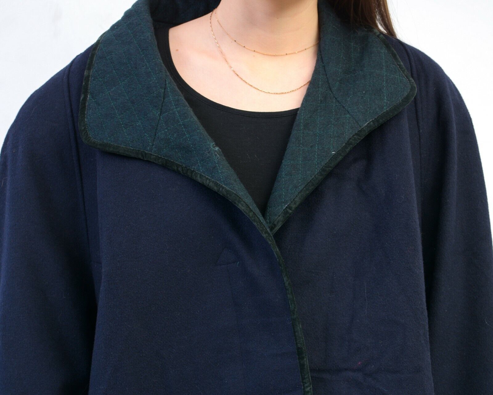 Vintage Loden 80s Alpaca Wool Coat Jacket Overcoat Blue Button Up Size L / US 10 / IT 46 - 5 Thumbnail